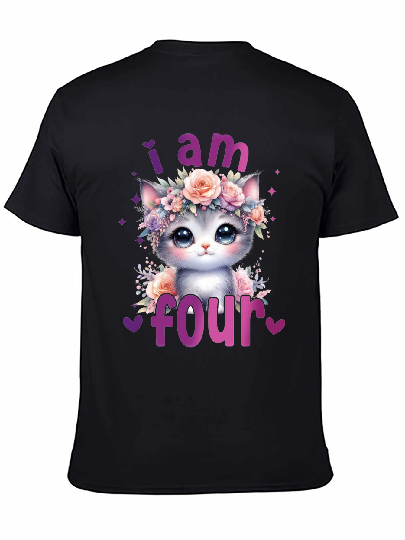 Cute I am Four Cat Birthday T-Shirt