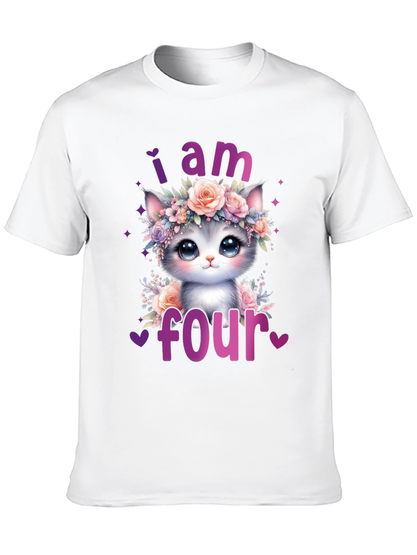 Cute I am Four Cat Birthday T-Shirt