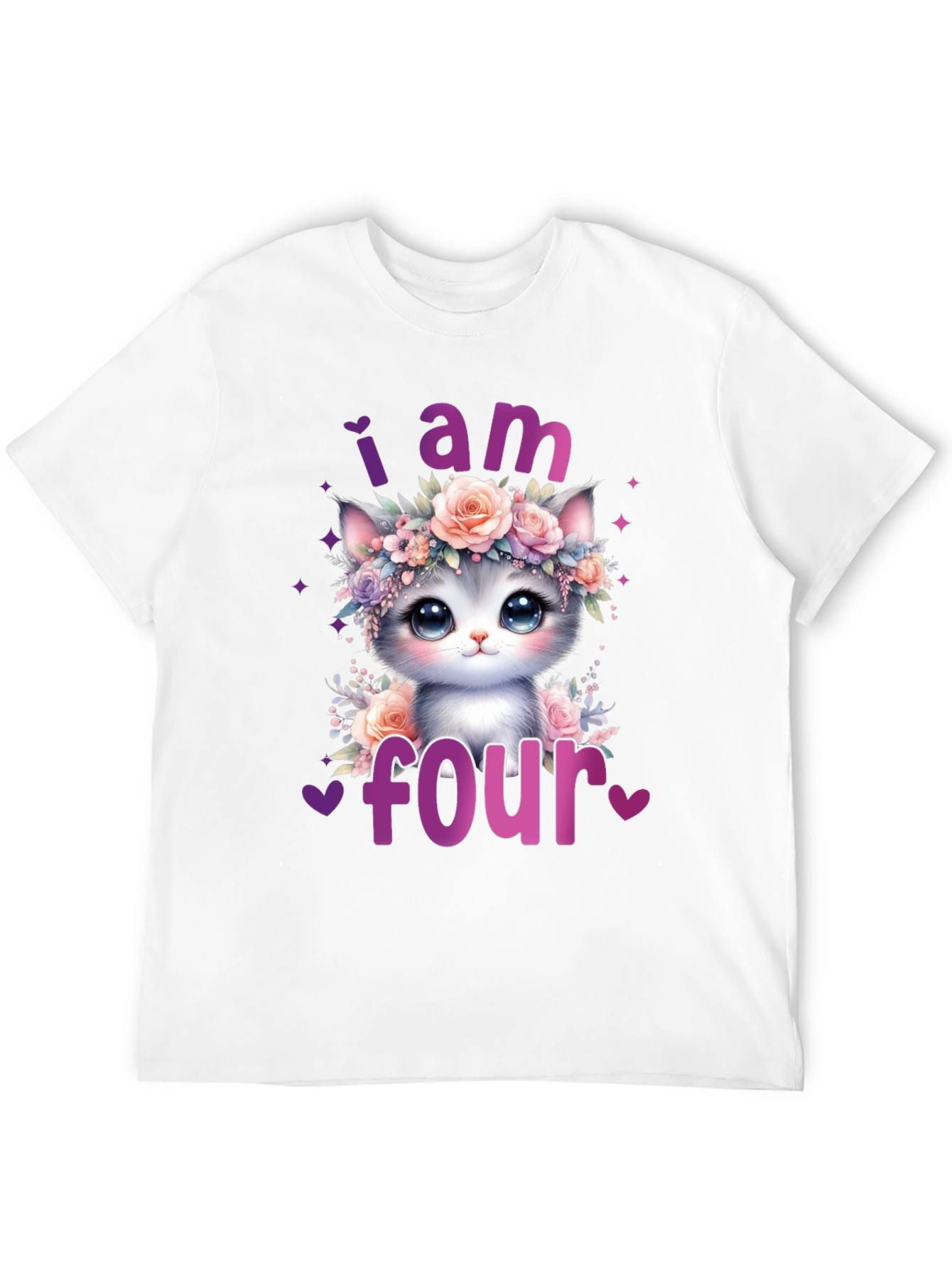 Cute I am Four Cat Birthday T-Shirt