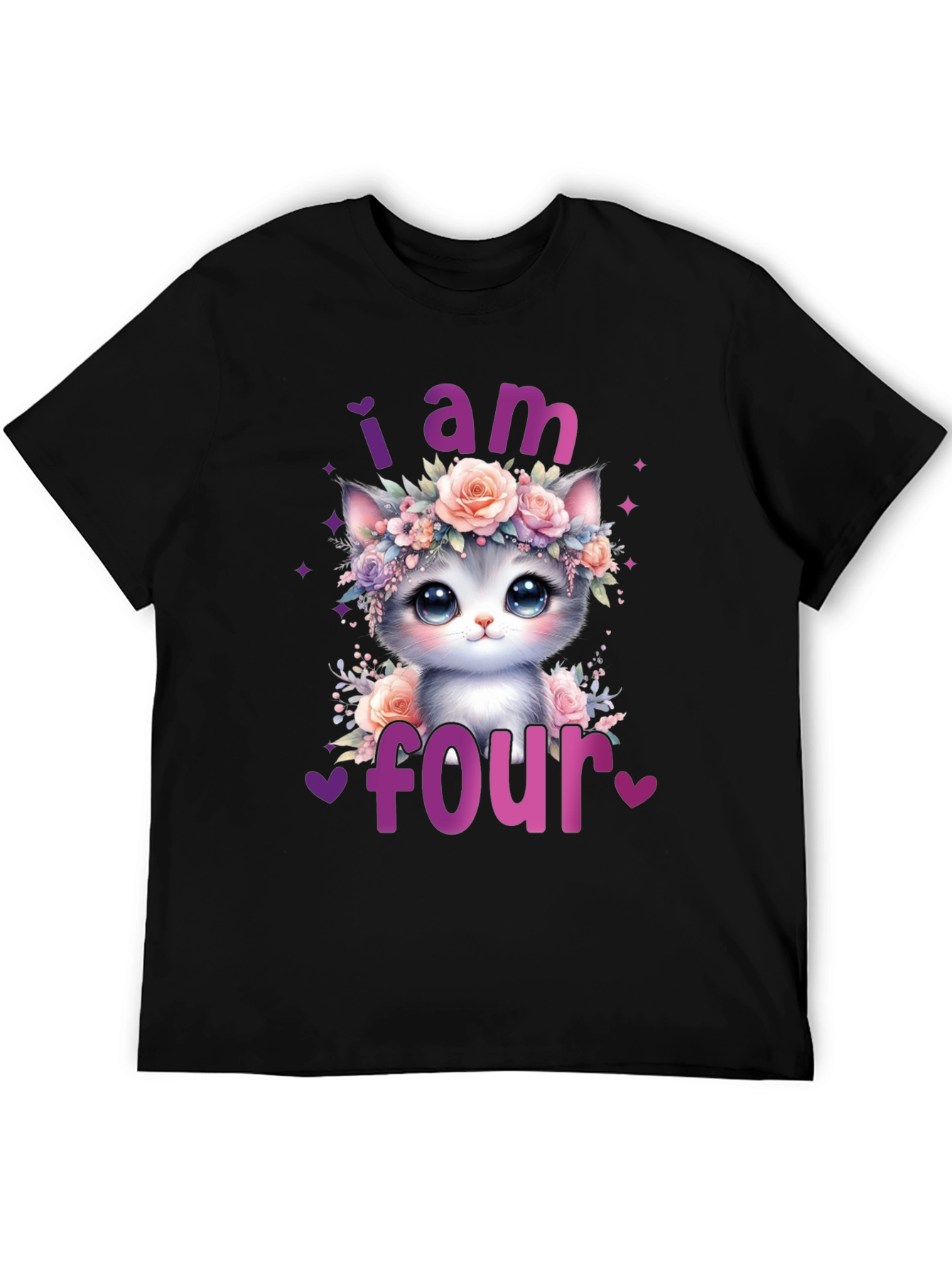 Cute I am Four Cat Birthday T-Shirt