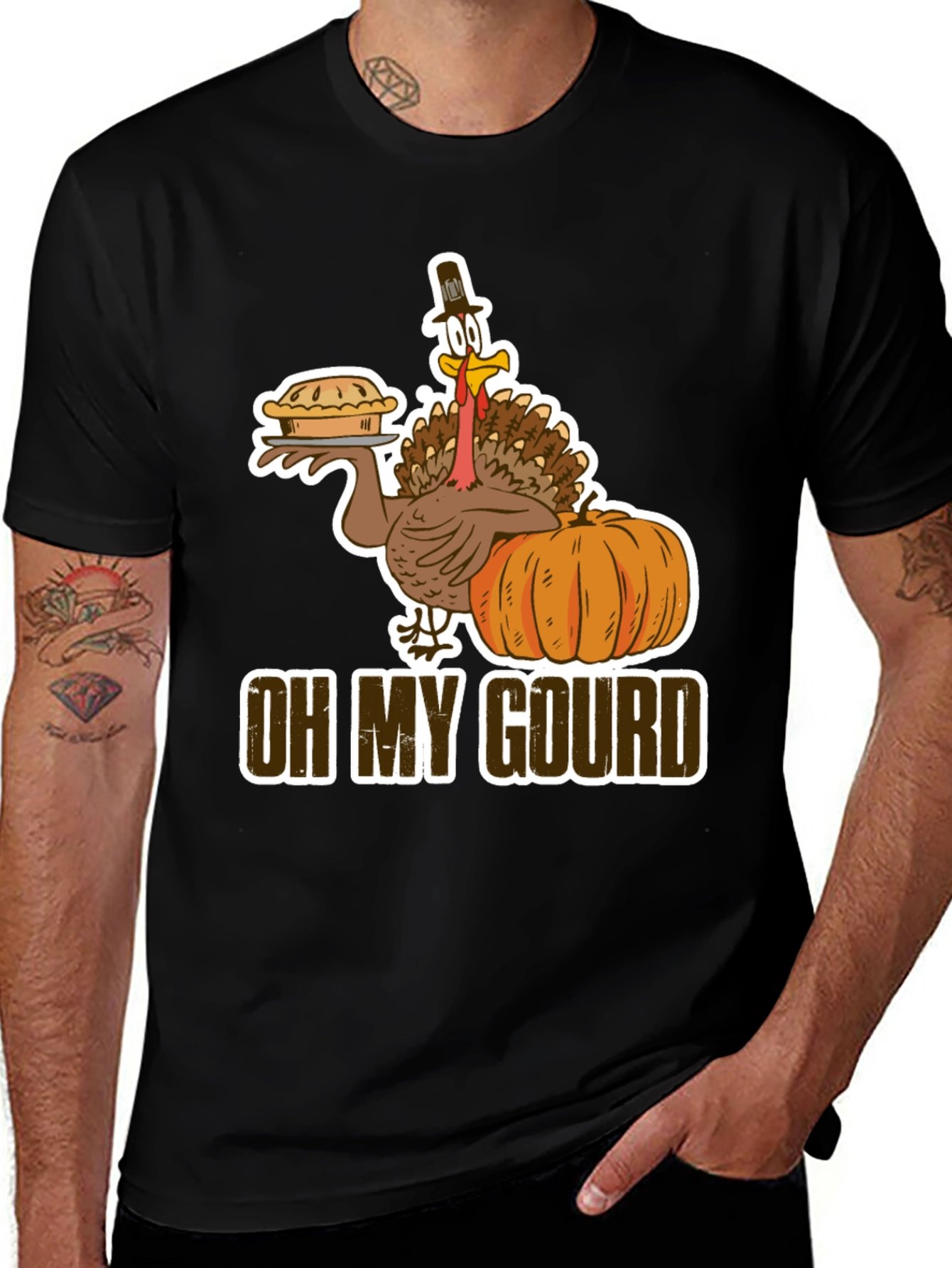 Oh My Gourd Turkey Pie T-Shirt Fall Thanksgiving Tee