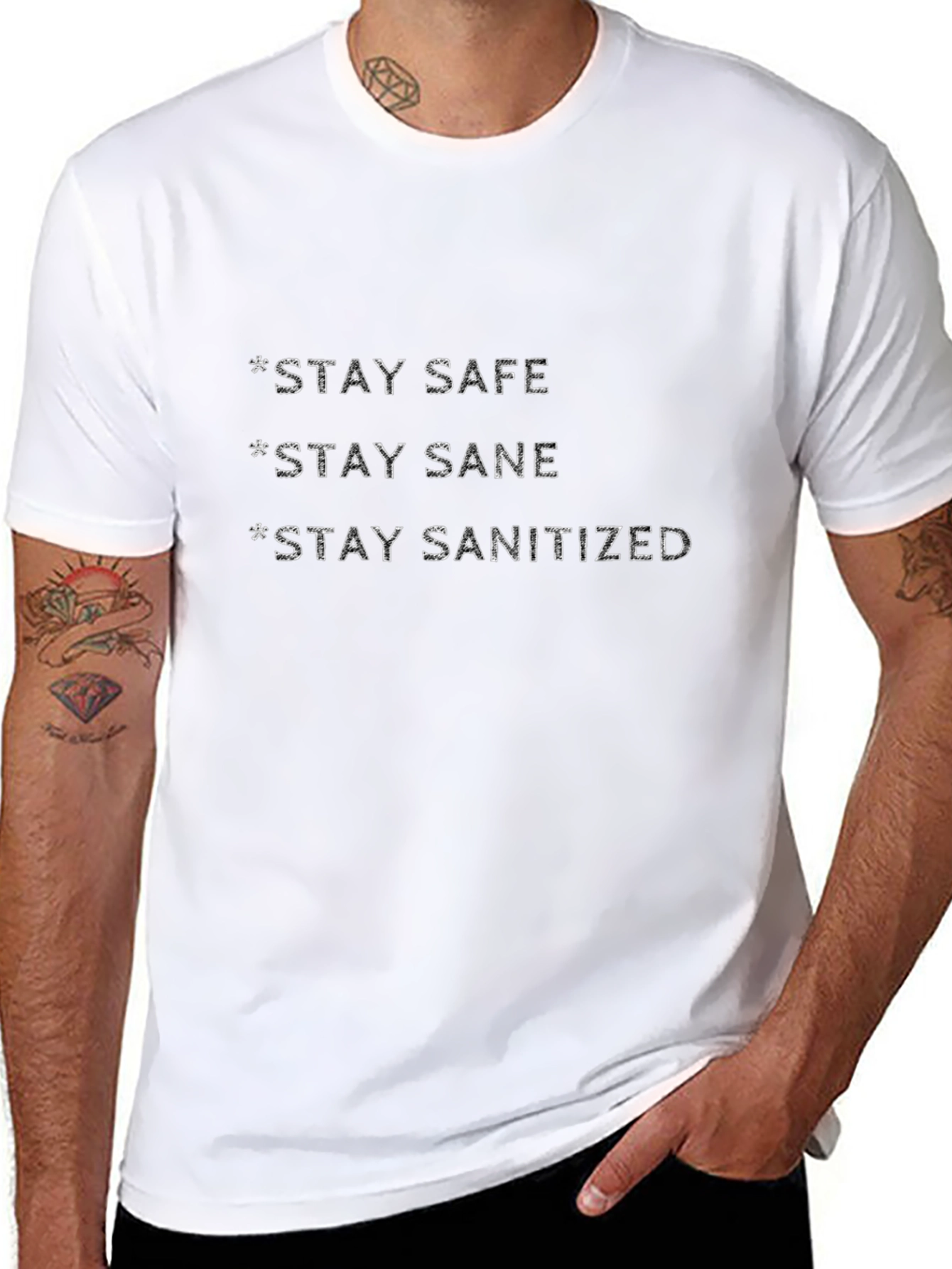 Stay Safe Sane Sanitized Black T-Shirt