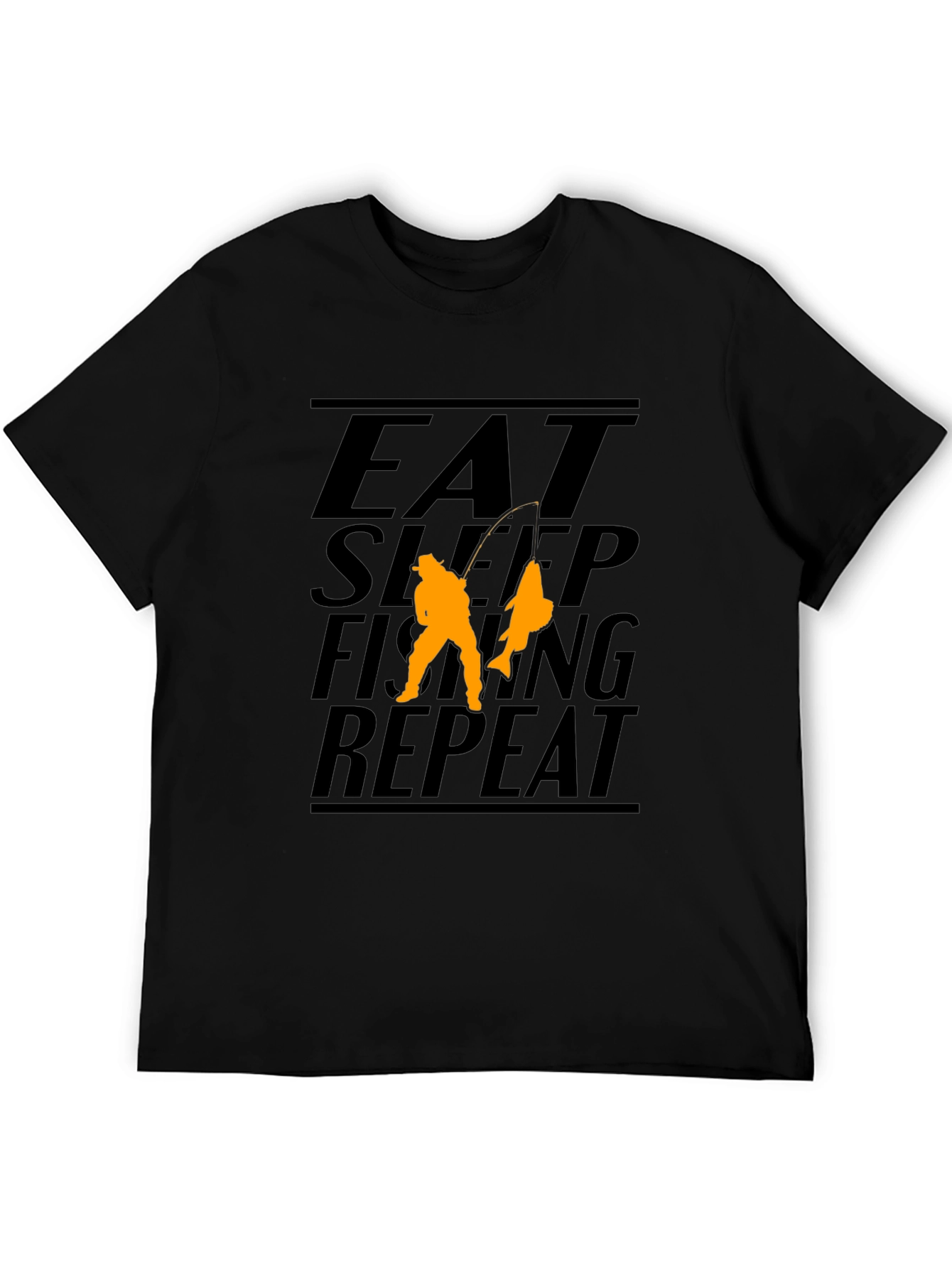 Eat Sleep Fishing Repeat Black Graphic T-Shirt