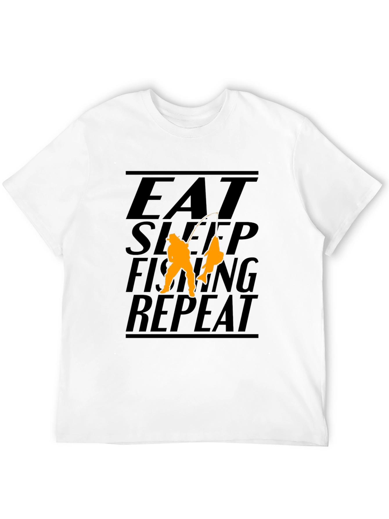 Eat Sleep Fishing Repeat Black Graphic T-Shirt