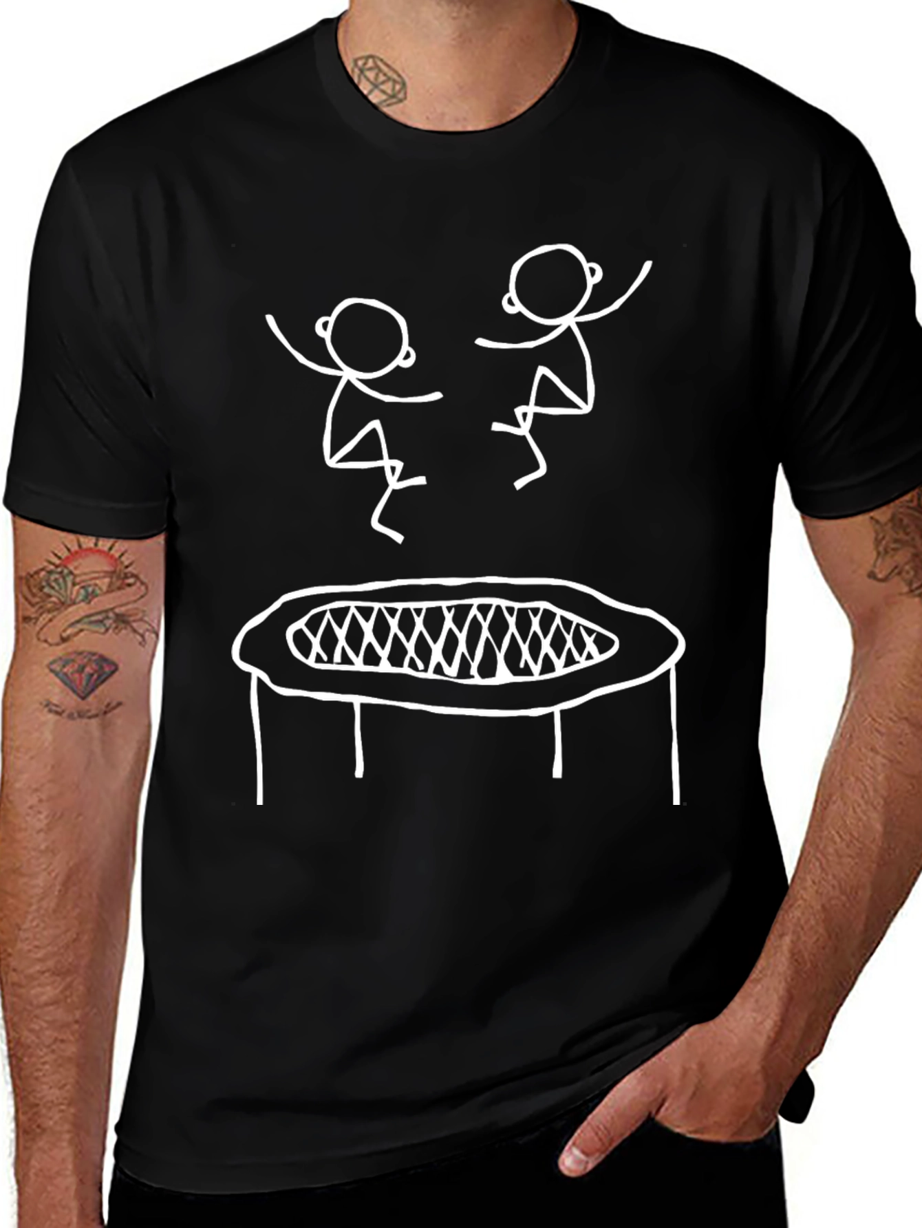 Trampoline Stick Figures Graphic Tee