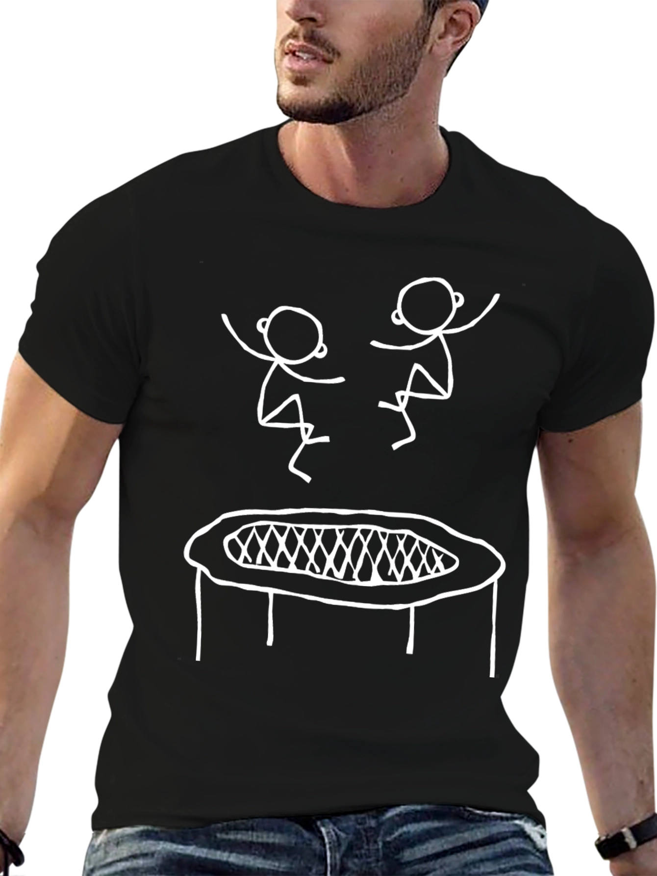 Trampoline Stick Figures Graphic Tee