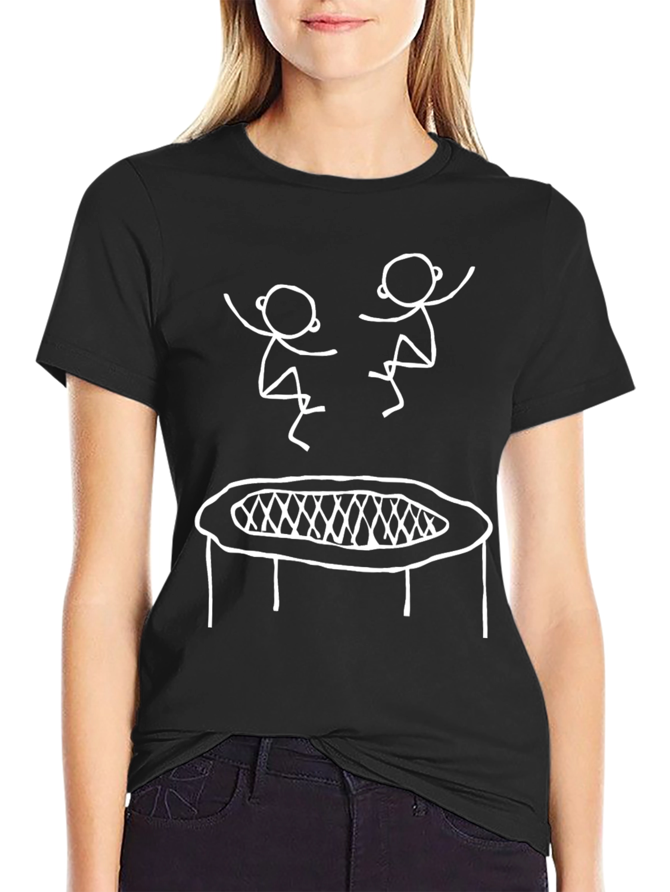 Trampoline Stick Figures Graphic Tee