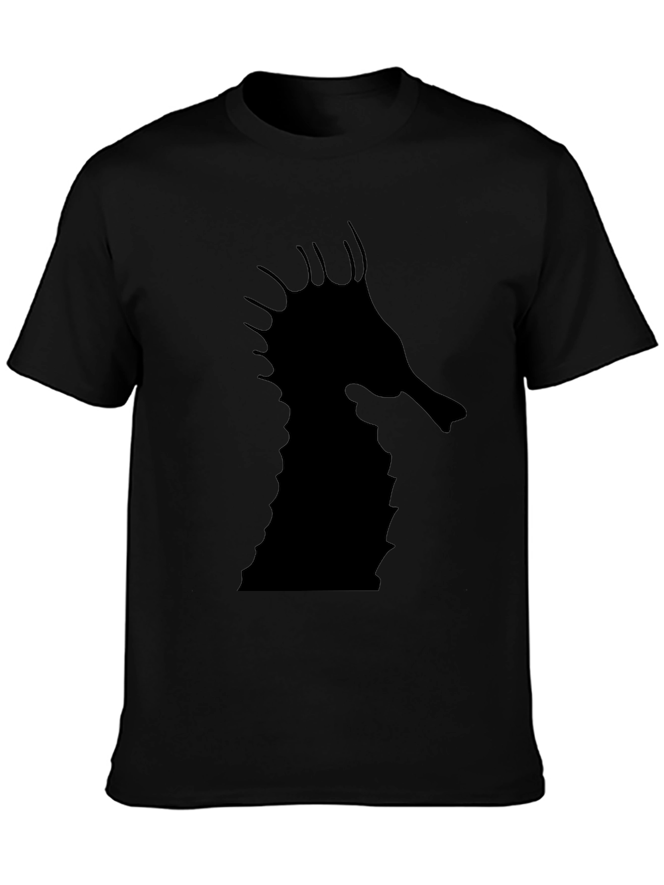 Sea Horse Graphic Tee - Black Cotton T-Shirt