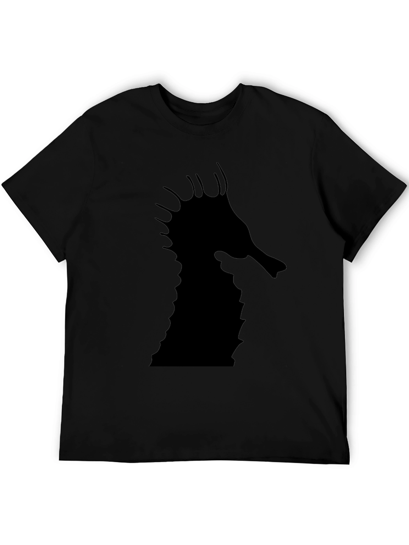 Sea Horse Graphic Tee - Black Cotton T-Shirt