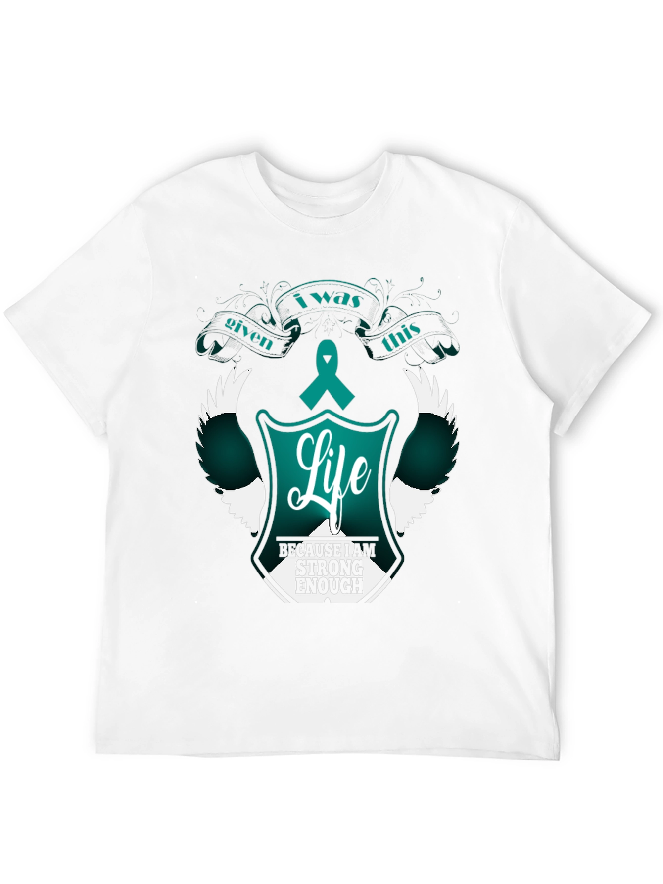 Strong Enough Life T-Shirt Teal Ribbon