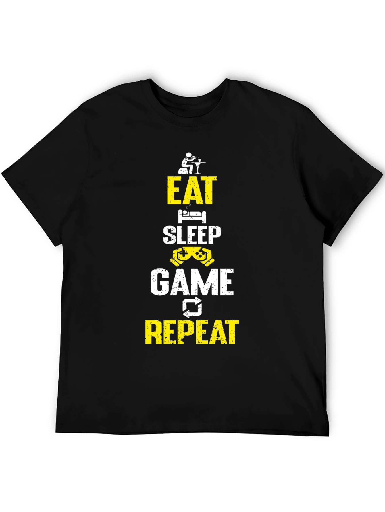 Eat Sleep Game Repeat Black Graphic Tee
