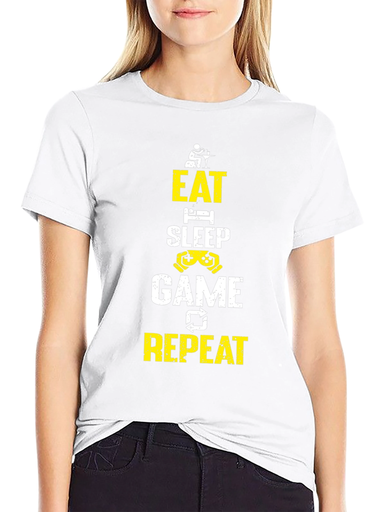 Eat Sleep Game Repeat Black Graphic Tee