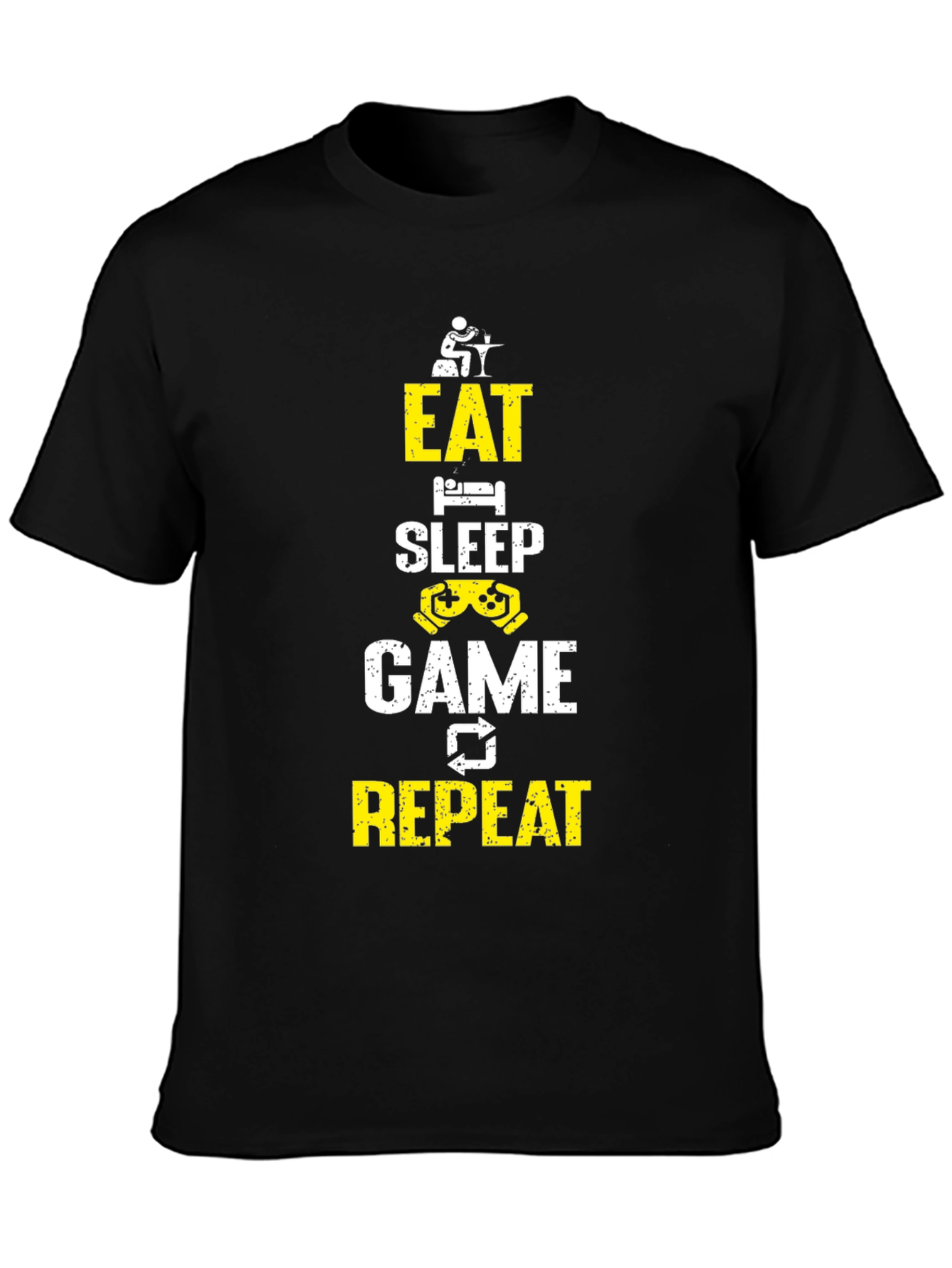 Eat Sleep Game Repeat Black Graphic Tee