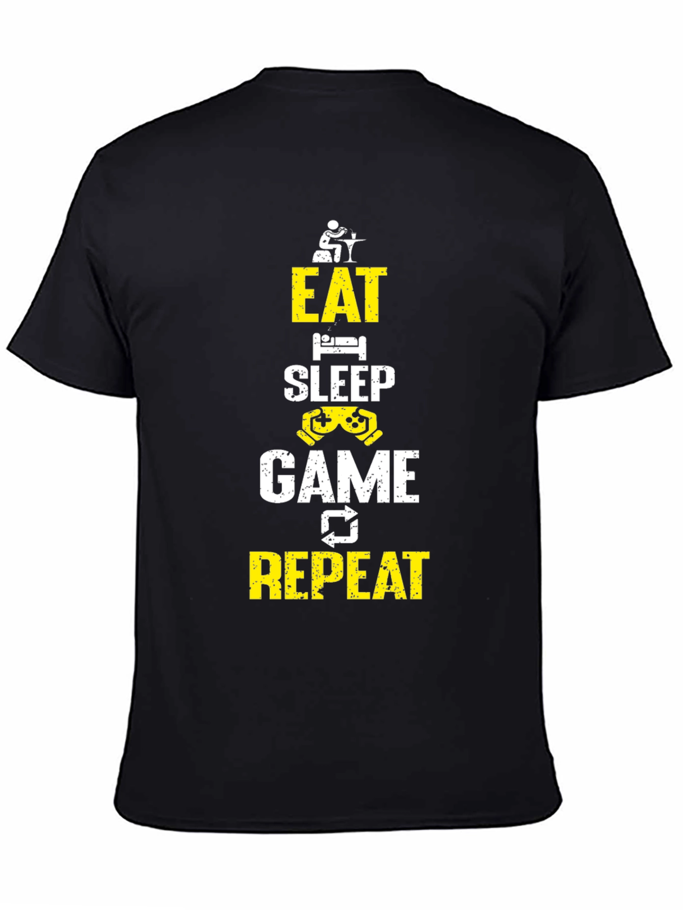 Eat Sleep Game Repeat Black Graphic Tee