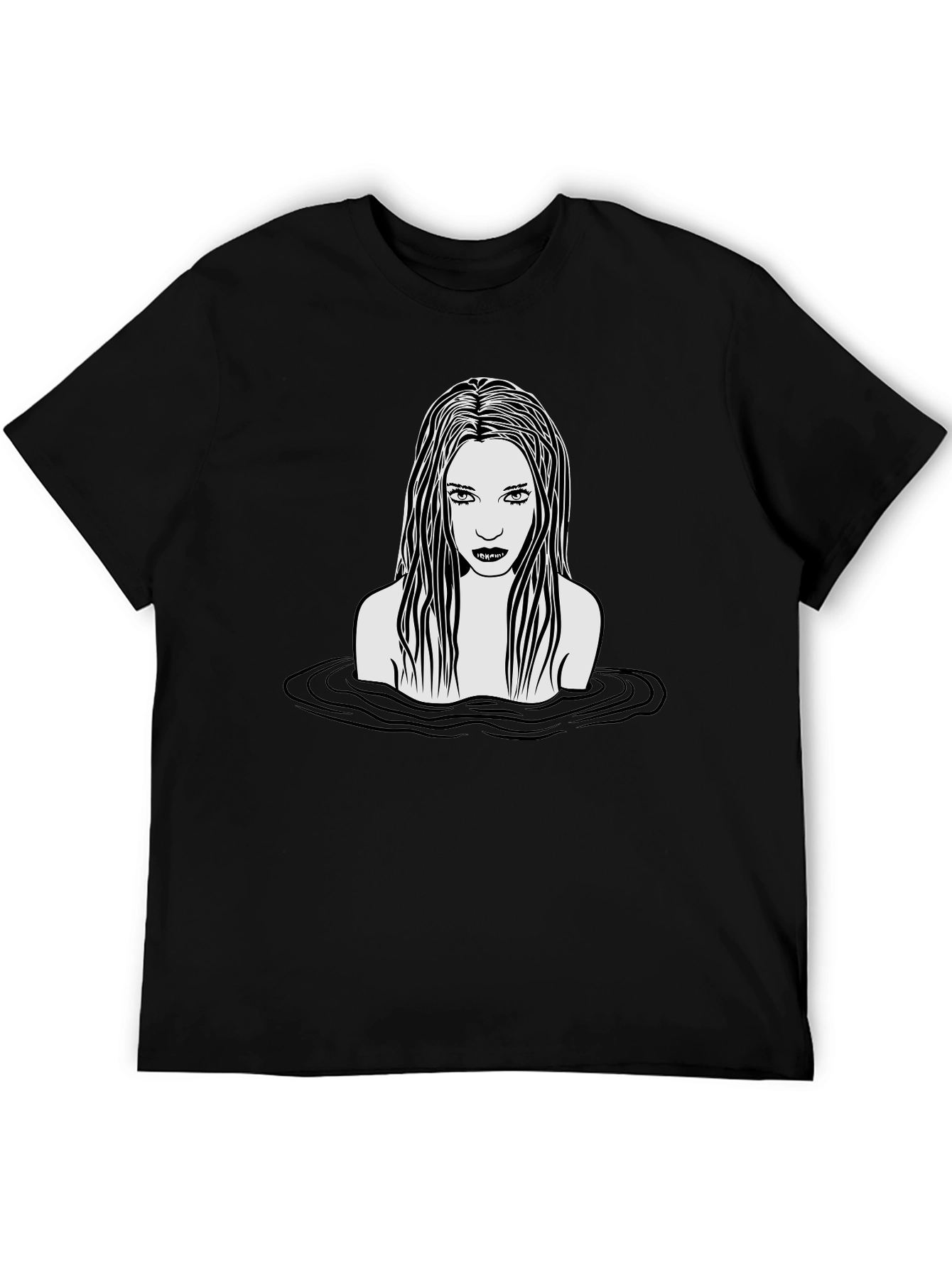 Eerie Woman in Water Graphic T-Shirt - Black