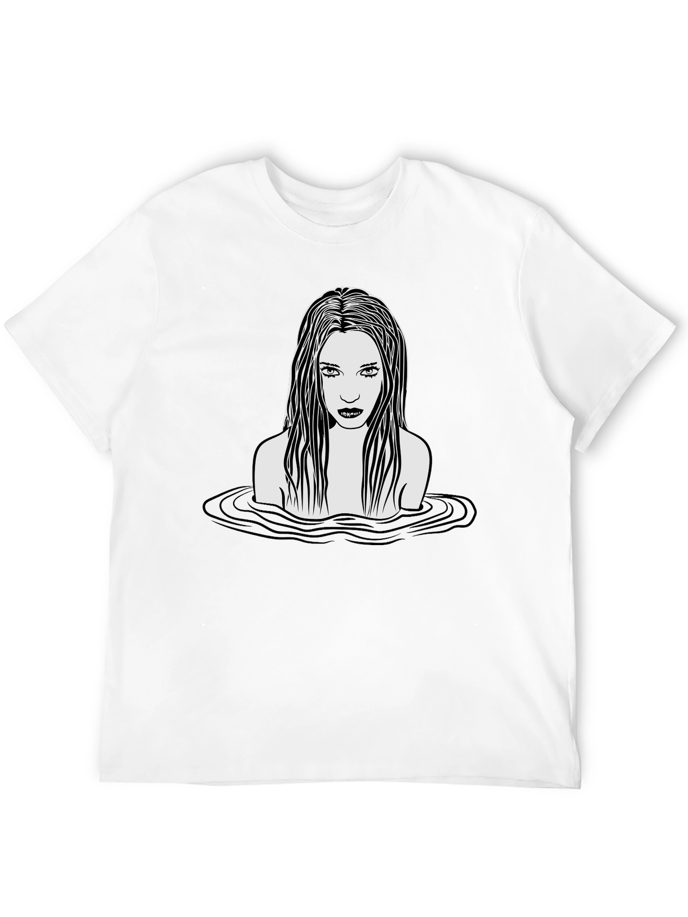 Eerie Woman in Water Graphic T-Shirt - Black