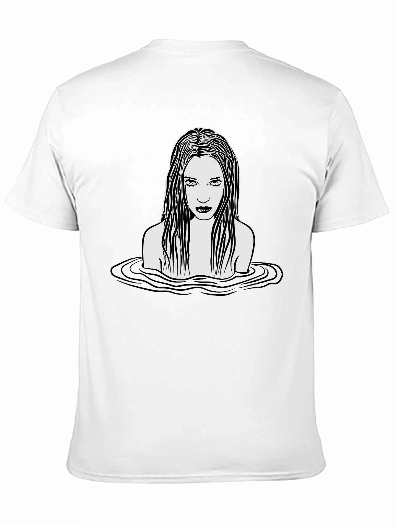Eerie Woman in Water Graphic T-Shirt - Black