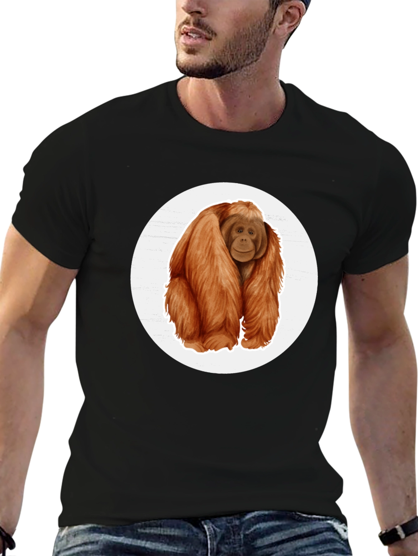 Orangutan Graphic Tee - Black Cotton T-Shirt