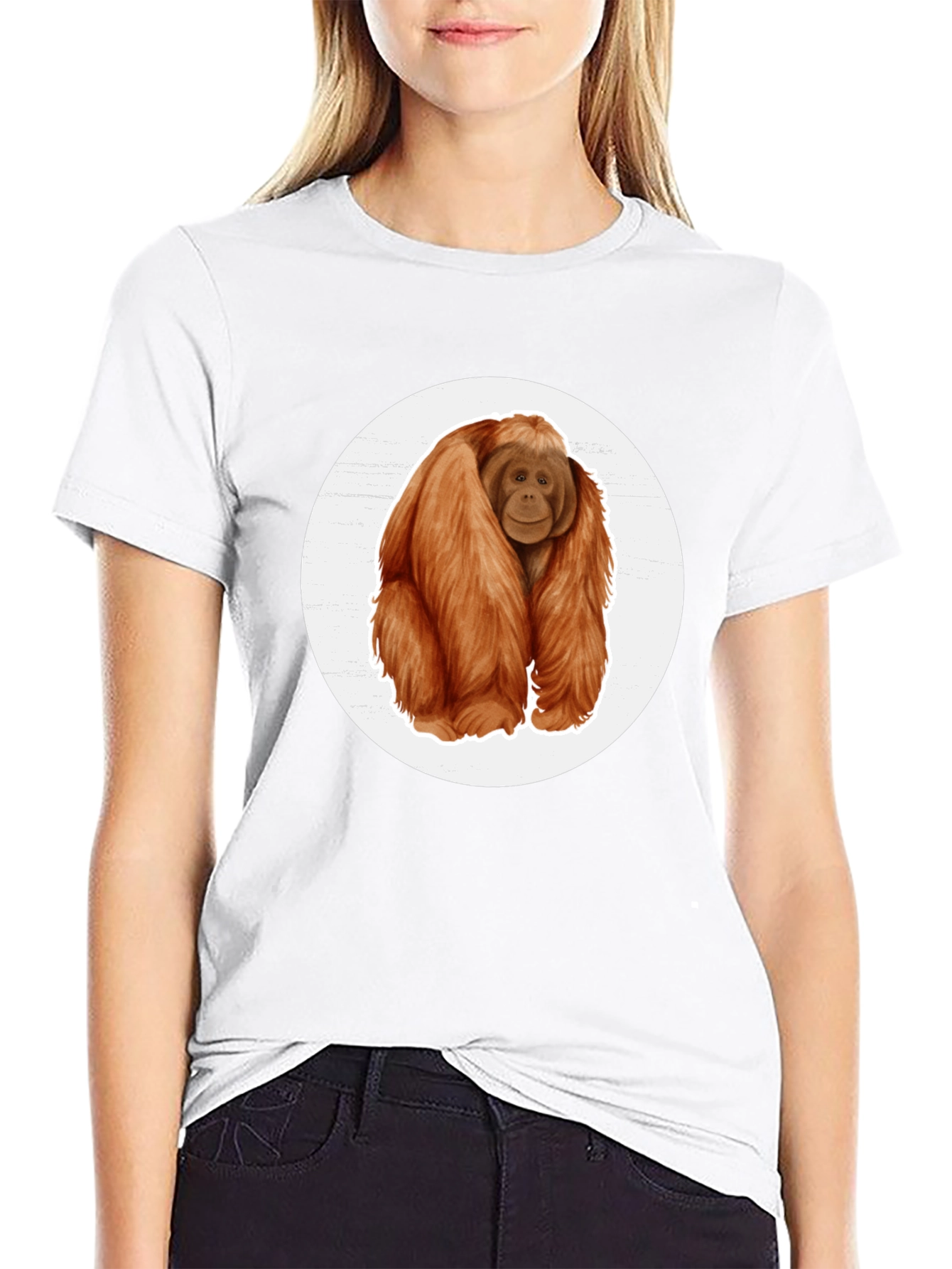 Orangutan Graphic Tee - Black Cotton T-Shirt