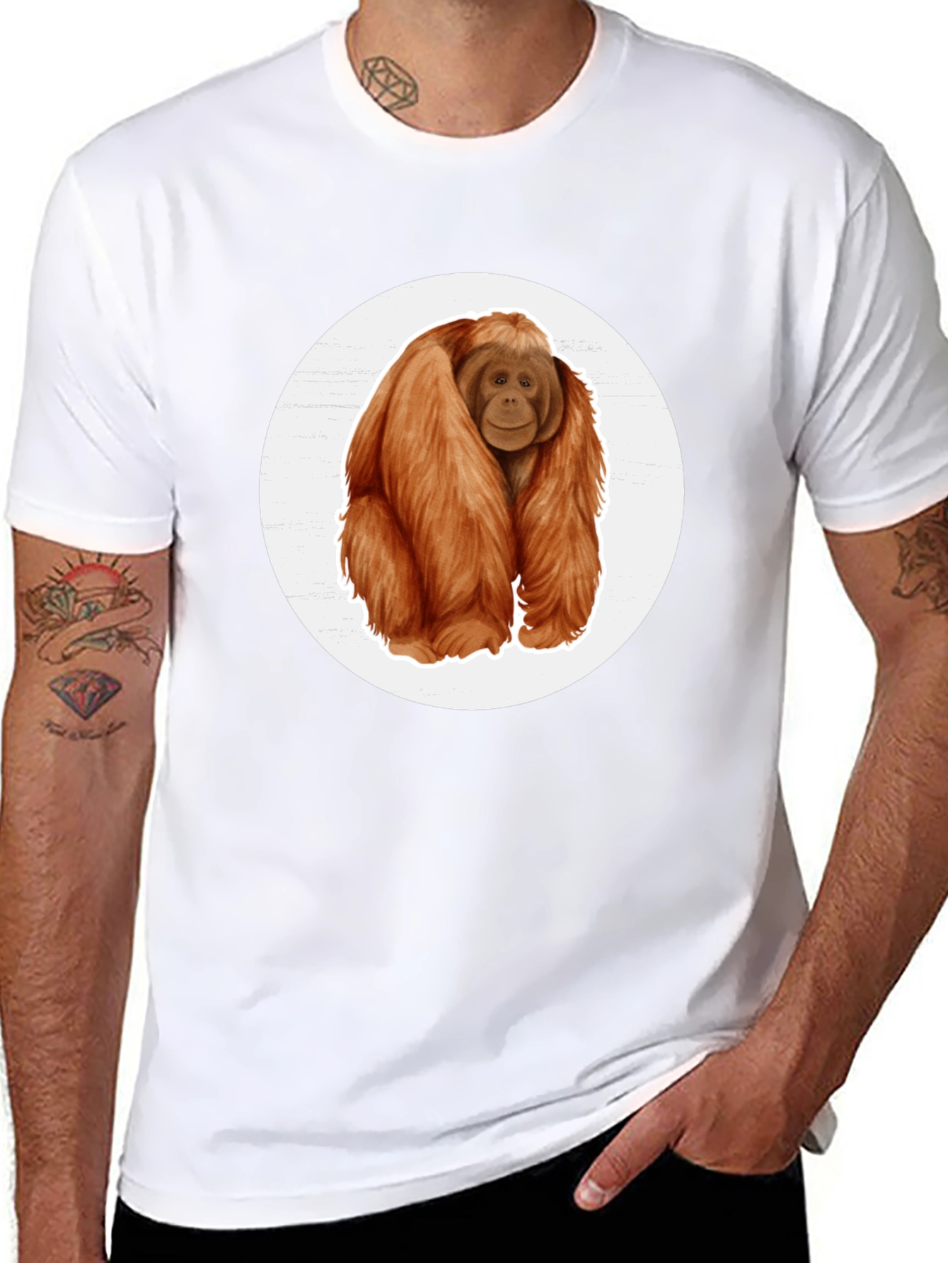 Orangutan Graphic Tee - Black Cotton T-Shirt