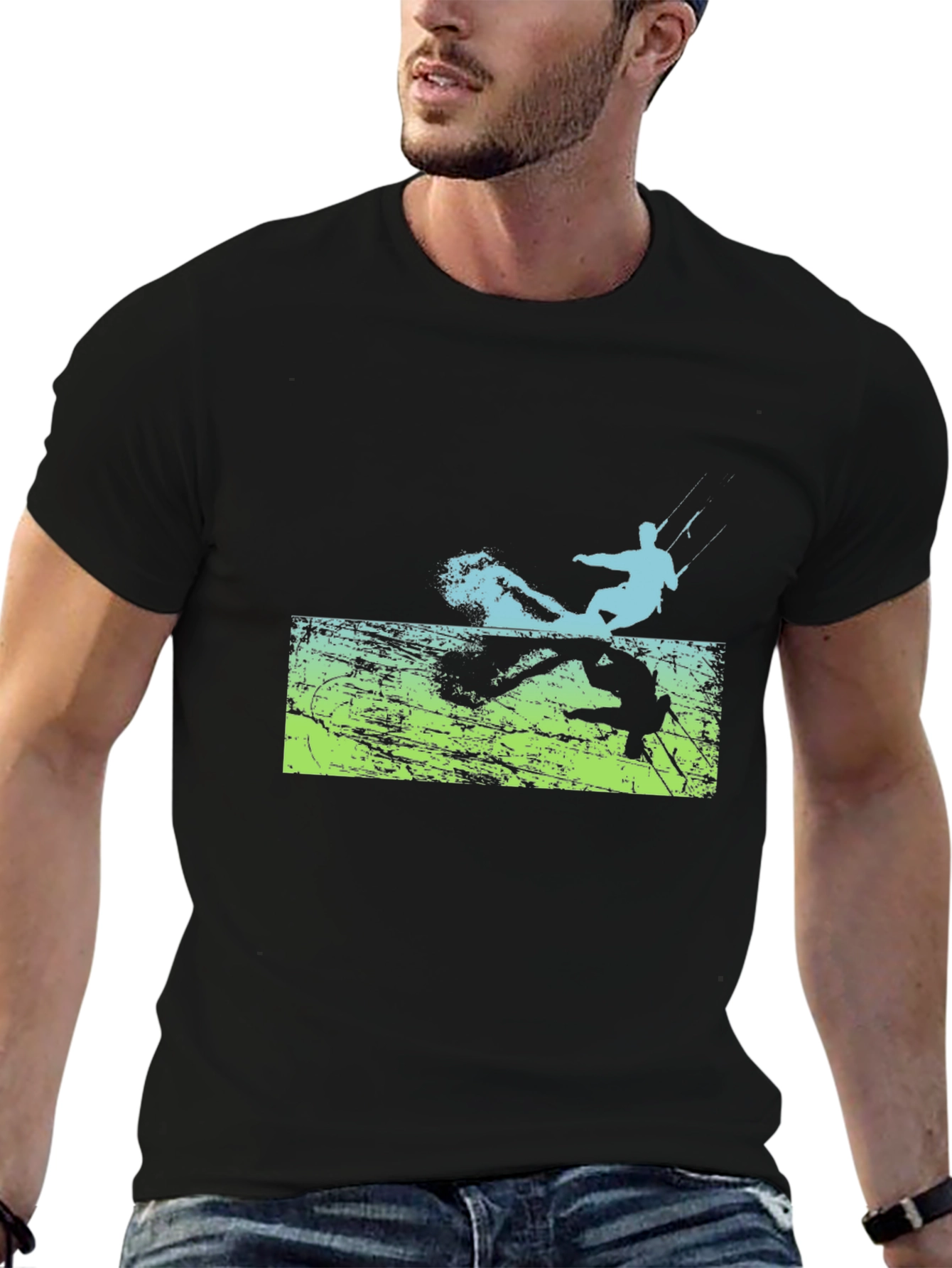 Kite Surfer Graphic Black T-Shirt