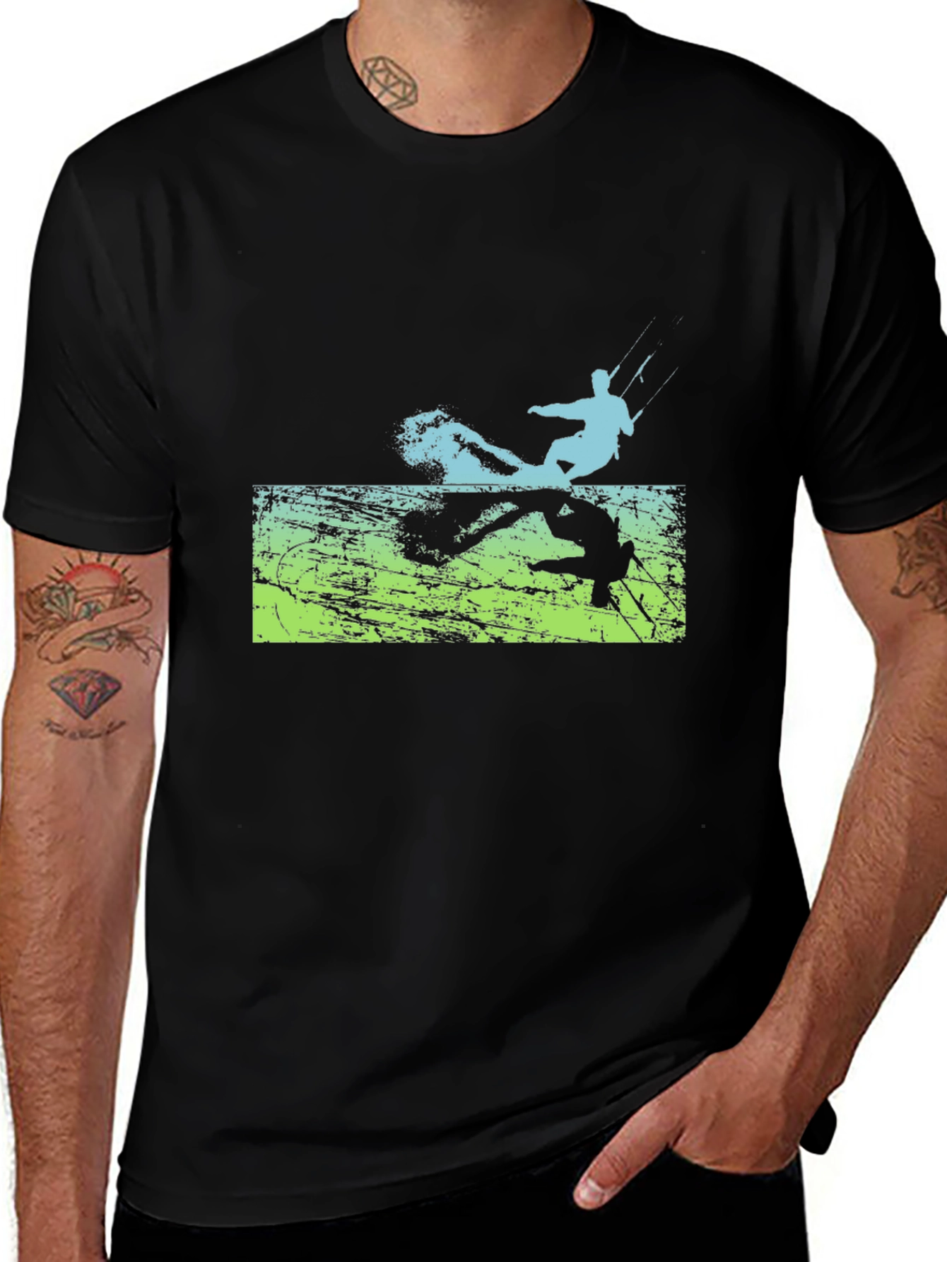 Kite Surfer Graphic Black T-Shirt