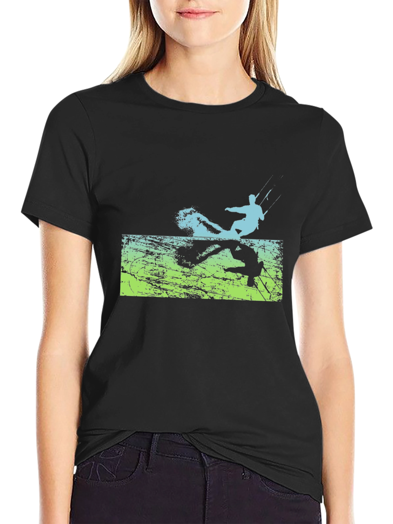 Kite Surfer Graphic Black T-Shirt