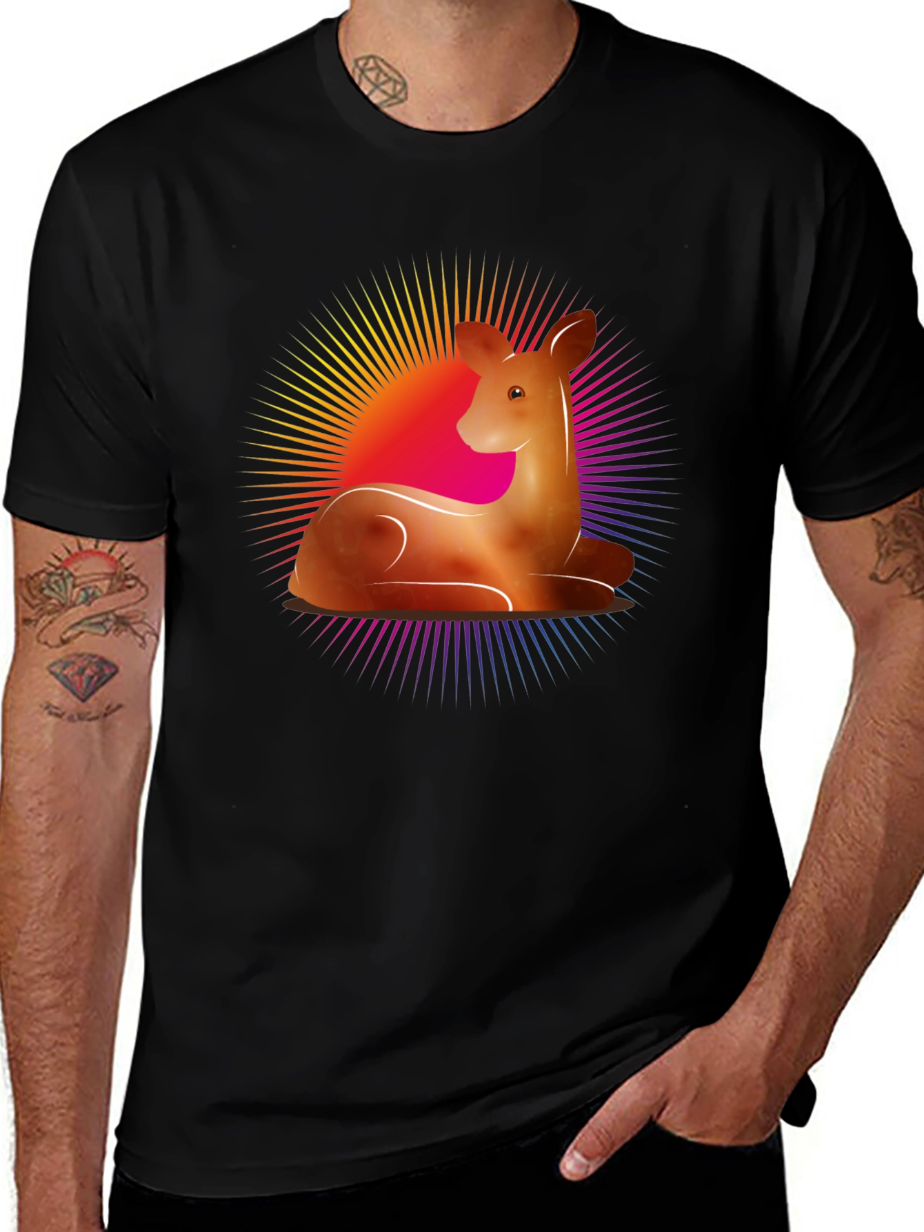 Deer Graphic Tee - Black Casual Shirt