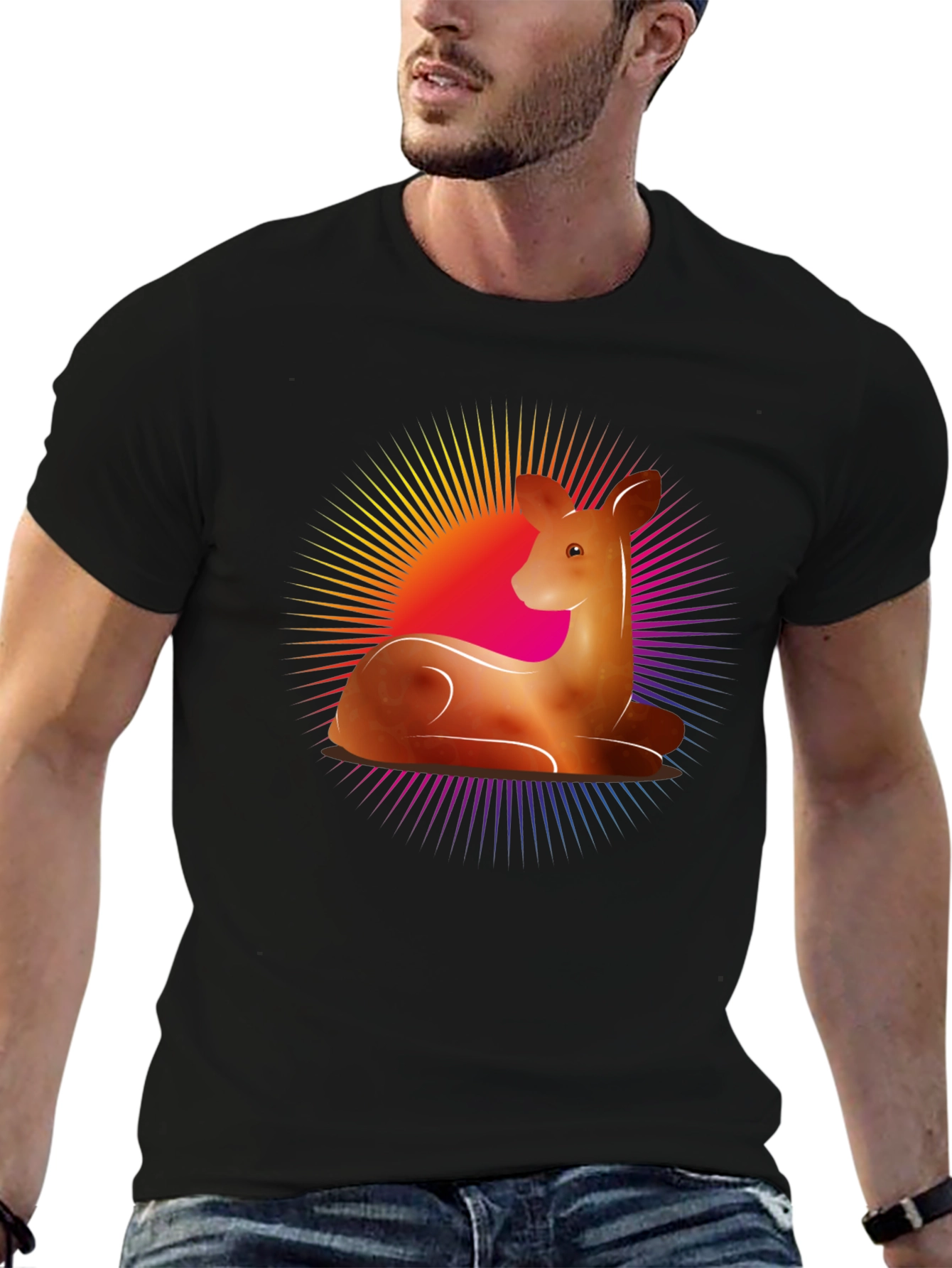 Deer Graphic Tee - Black Casual Shirt