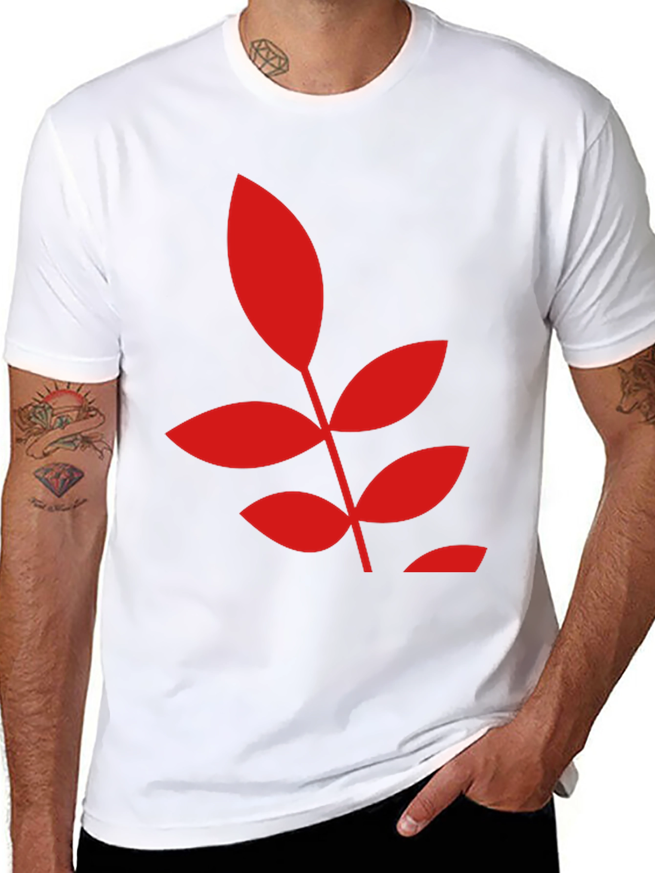 Bold Leaf Graphic Black T-Shirt