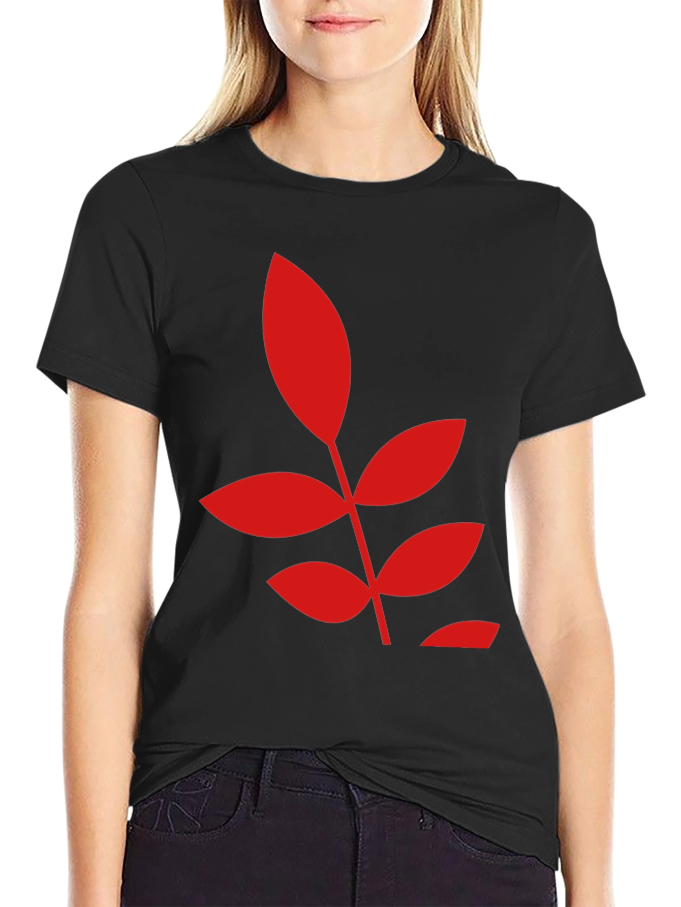 Bold Leaf Graphic Black T-Shirt