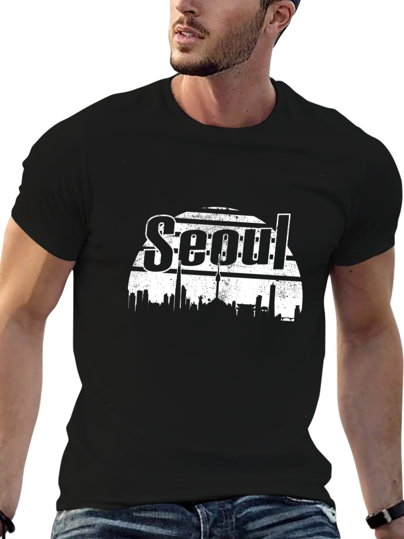 Seoul Skyline Black T-Shirt