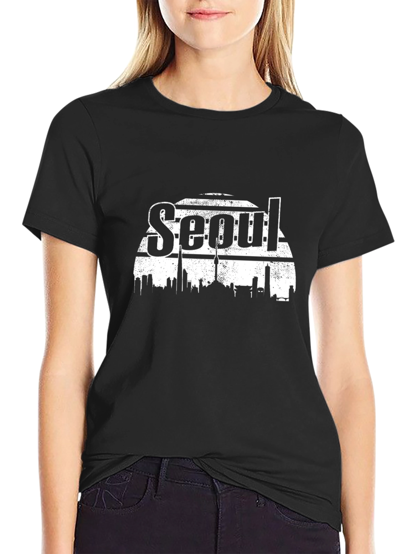 Seoul Skyline Black T-Shirt