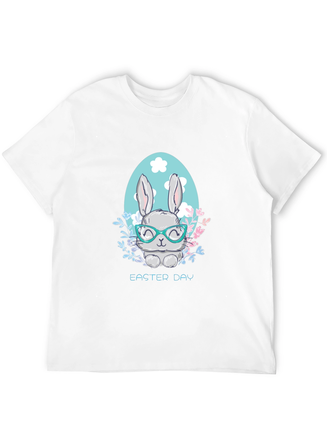 Easter Bunny Graphic T-Shirt Cute Rabbit with Glasses