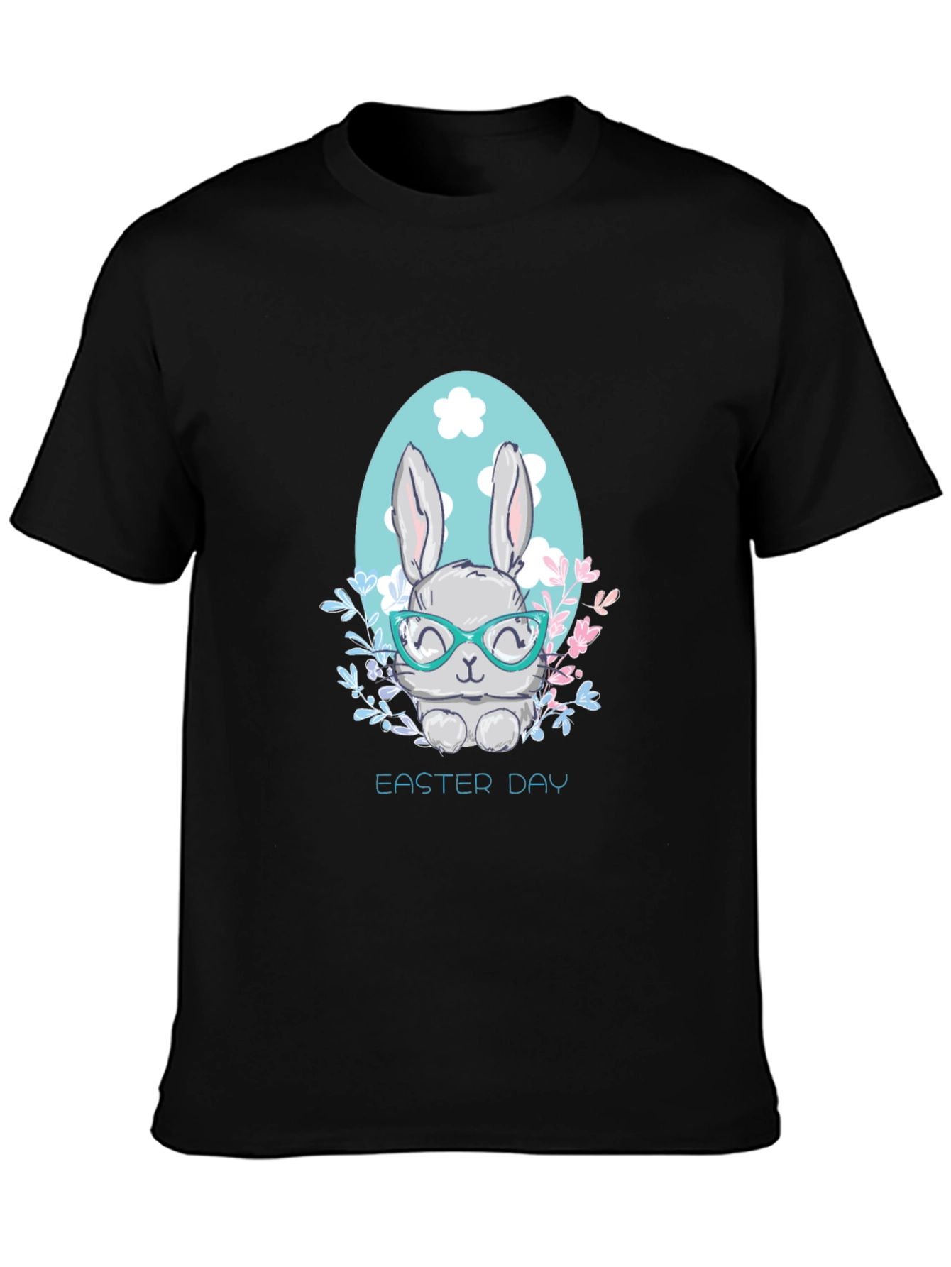 Easter Bunny Graphic T-Shirt Cute Rabbit with Glasses