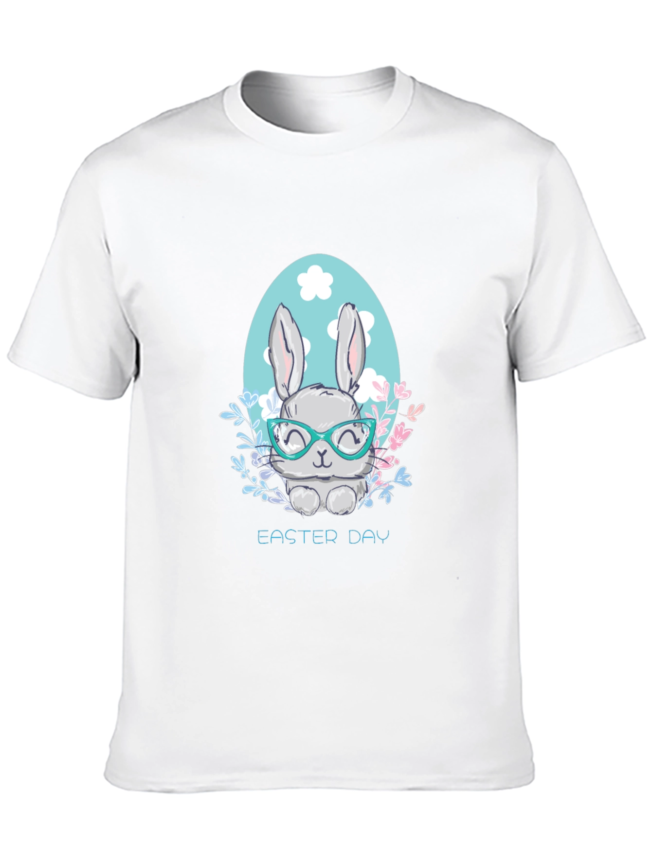 Easter Bunny Graphic T-Shirt Cute Rabbit with Glasses