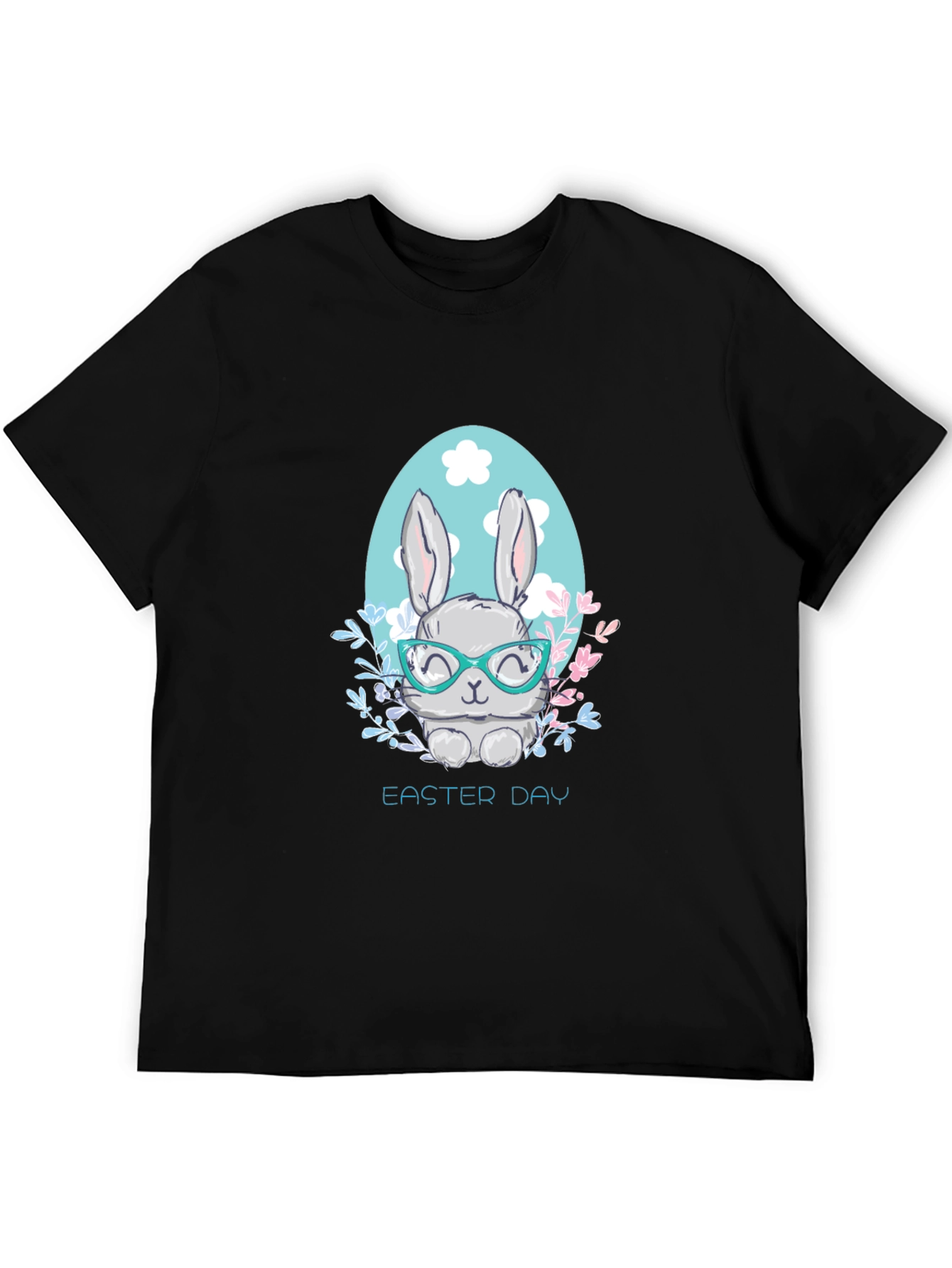 Easter Bunny Graphic T-Shirt Cute Rabbit with Glasses