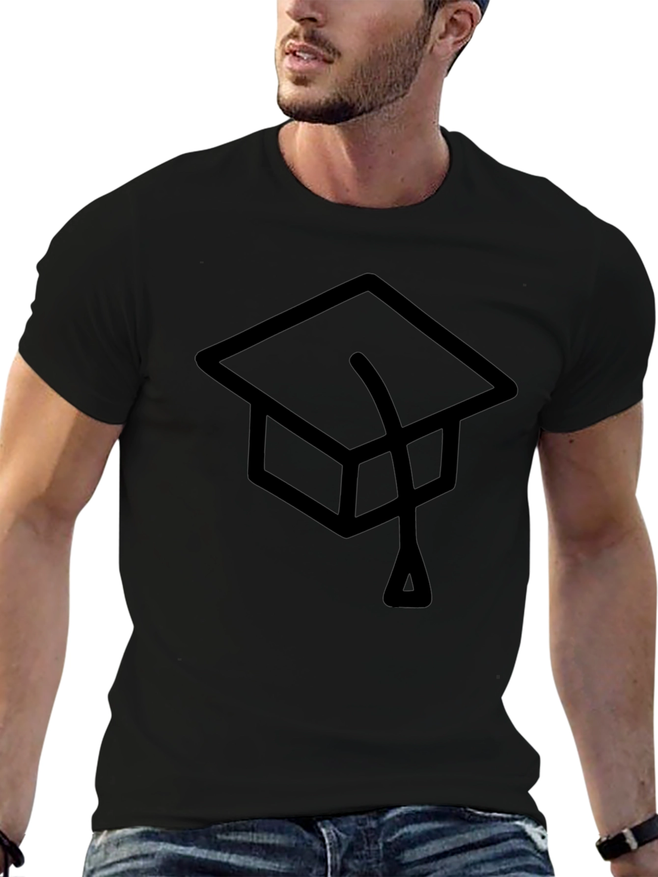 Graduation Cap Graphic Tee - Classic Black T-Shirt