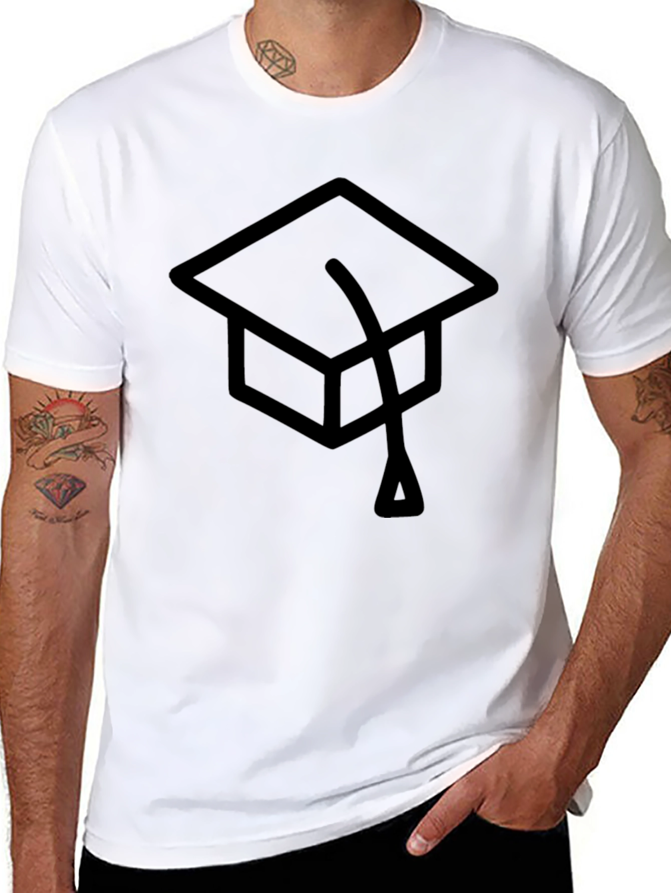 Graduation Cap Graphic Tee - Classic Black T-Shirt