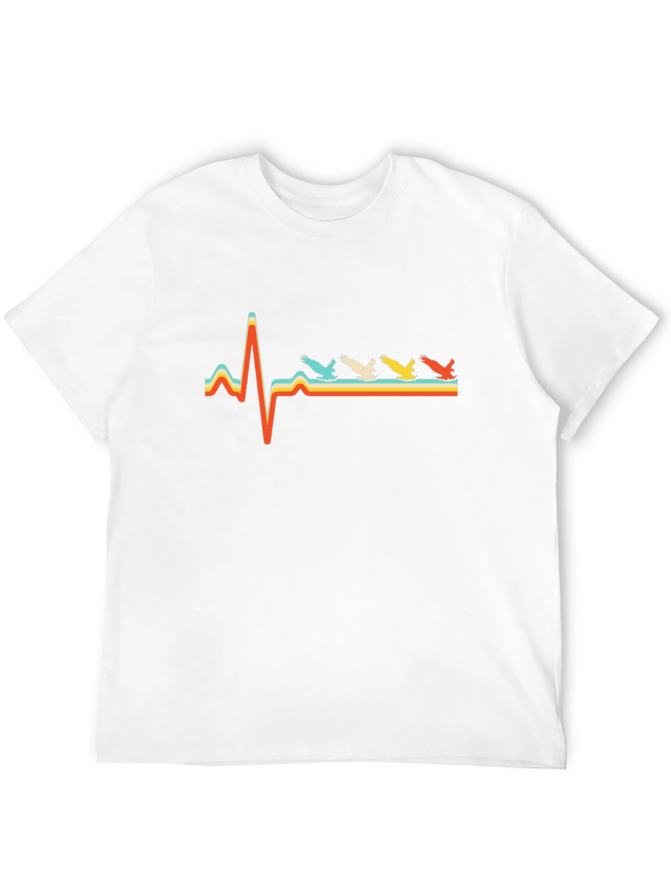 Retro Bird Heartbeat T-Shirt - Black