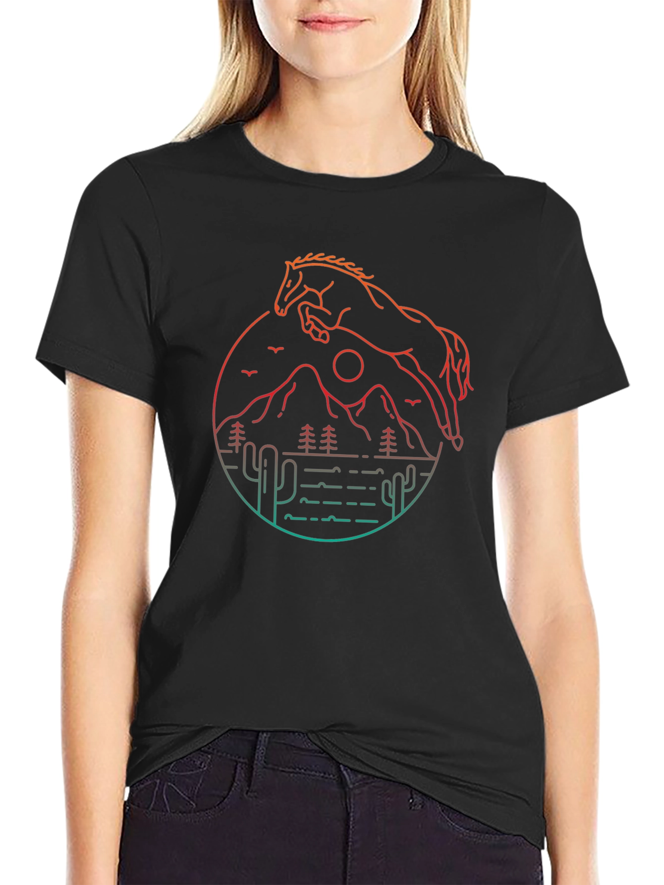 Horse & Desert Graphic Tee - Black