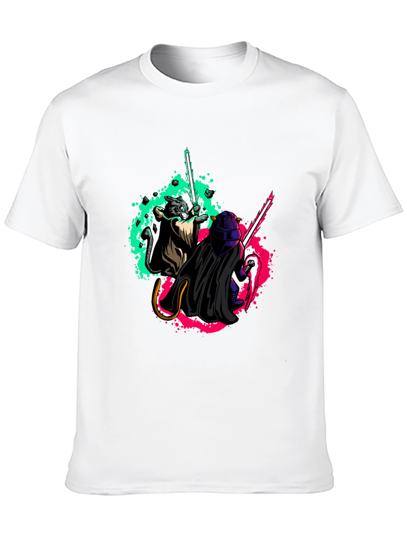 Cat Wars T-Shirt - Lightsaber Battle Tee