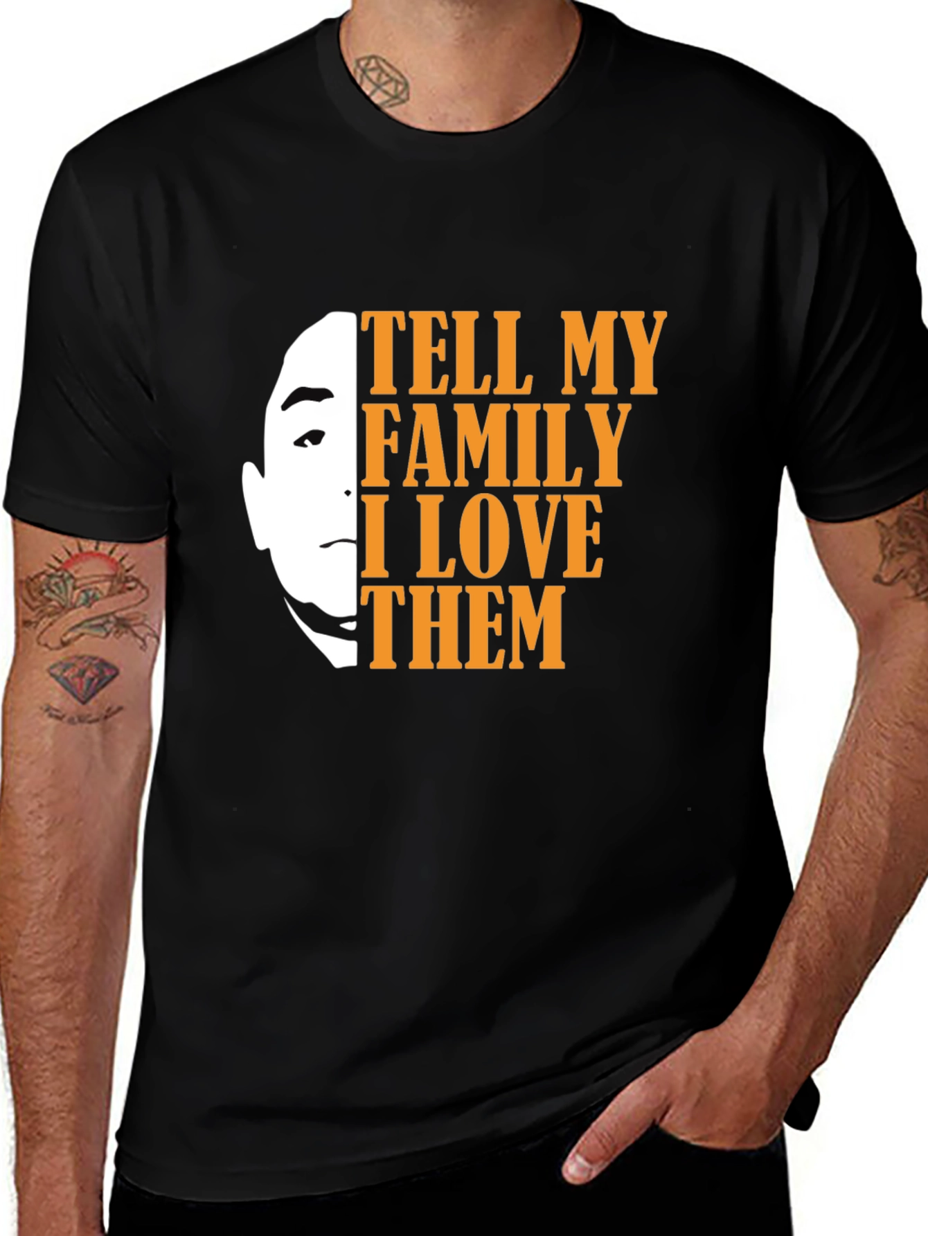 Tell My Family I Love Them Black Graphic Tee