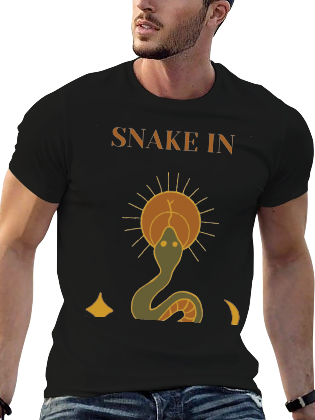 Snake In The Sun Graphic Tee - Mystical Design