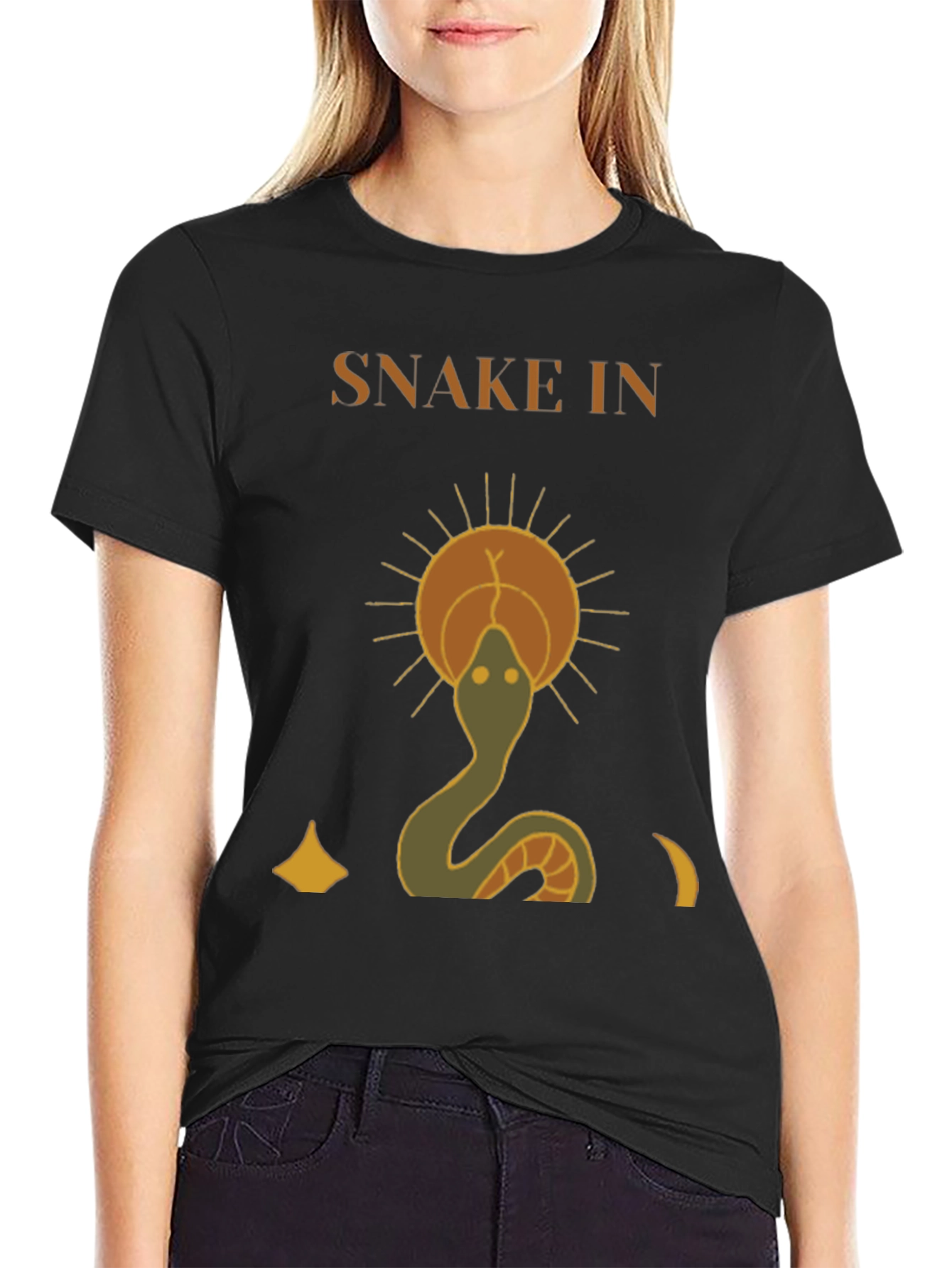 Snake In The Sun Graphic Tee - Mystical Design