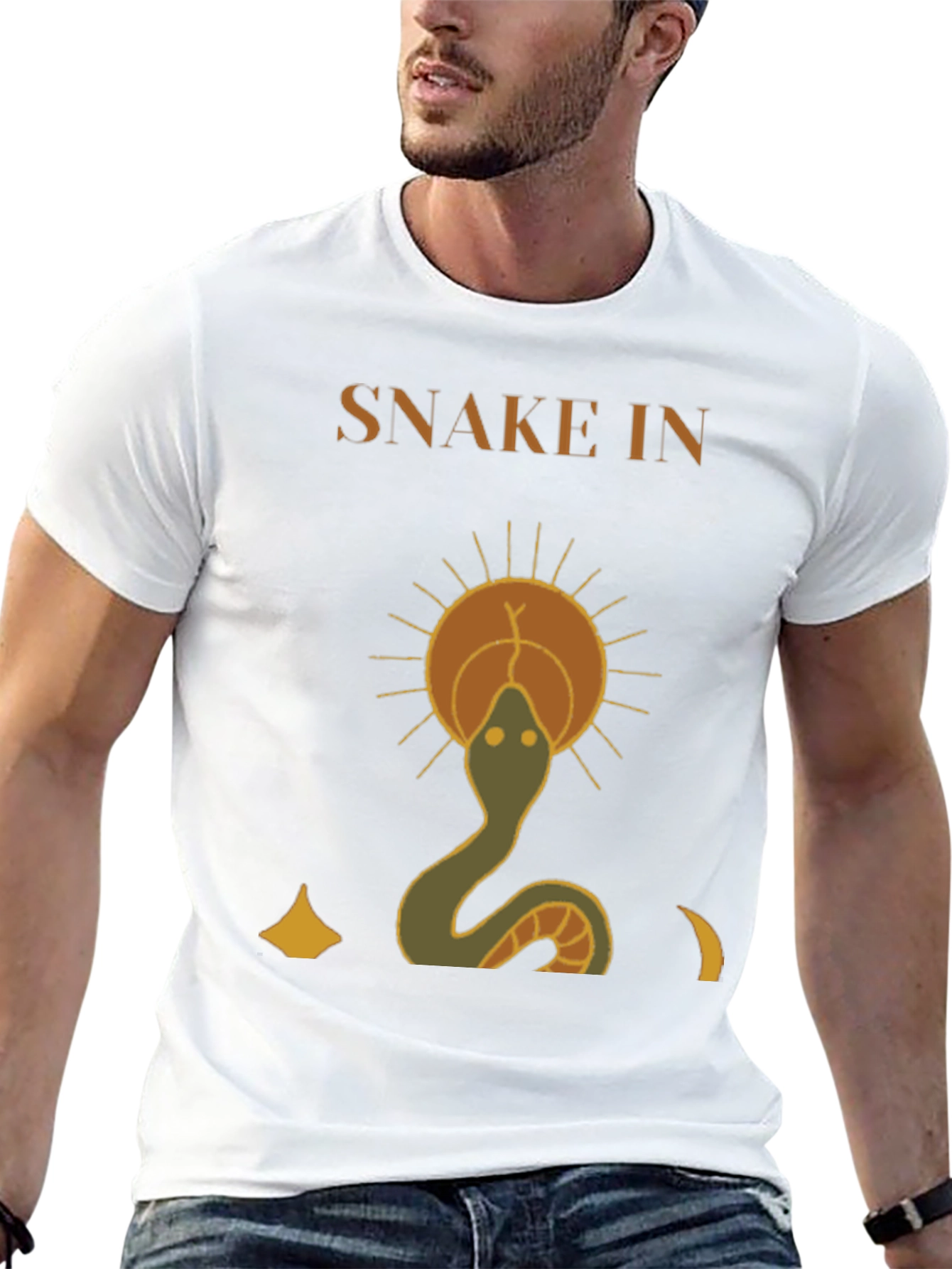 Snake In The Sun Graphic Tee - Mystical Design