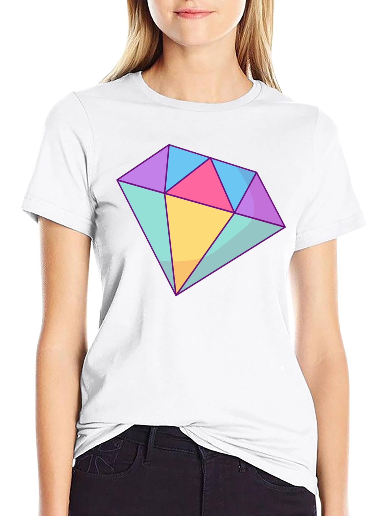 Diamond Graphic Tee - Stylish Cotton Blend T-Shirt