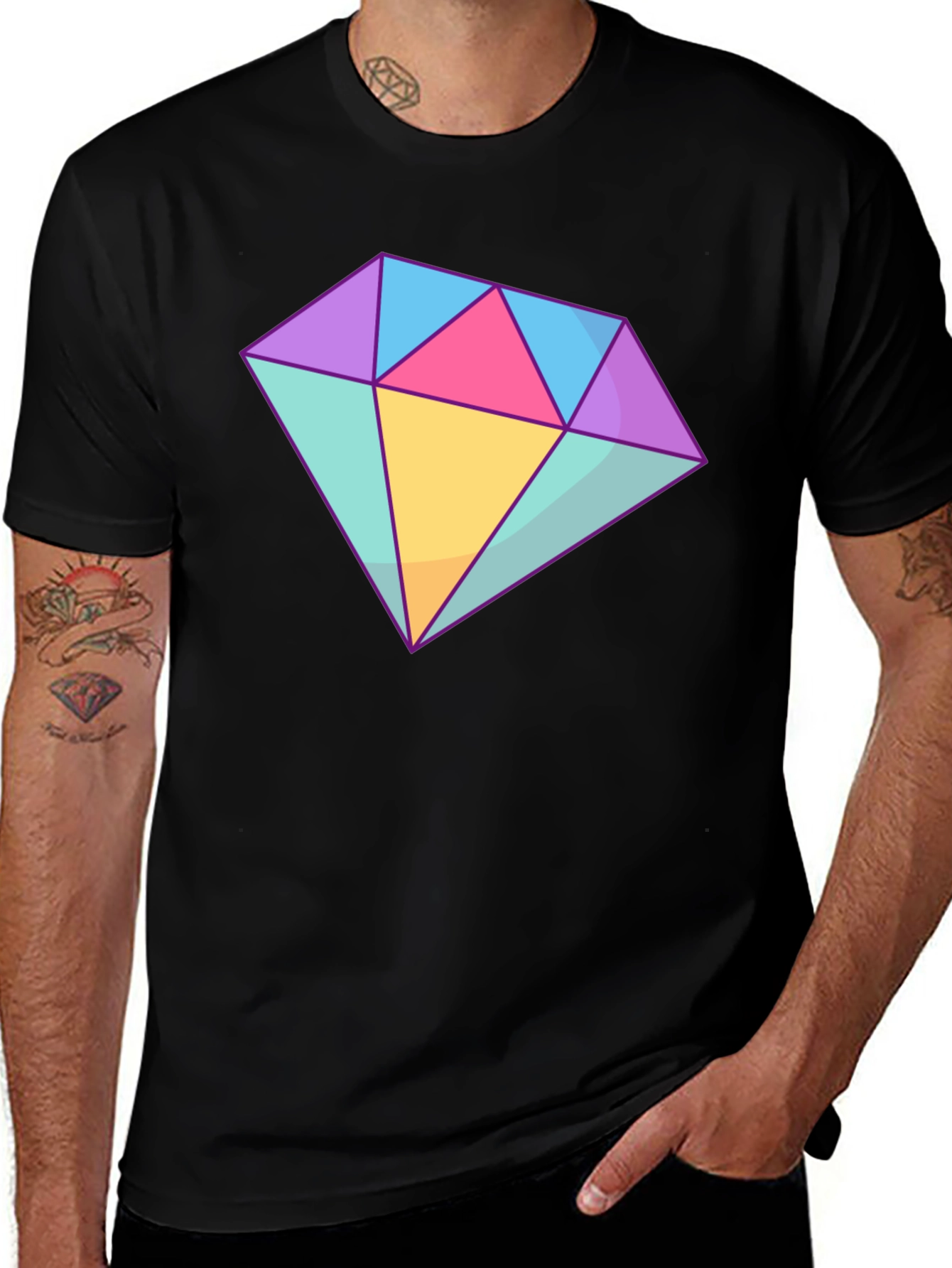 Diamond Graphic Tee - Stylish Cotton Blend T-Shirt