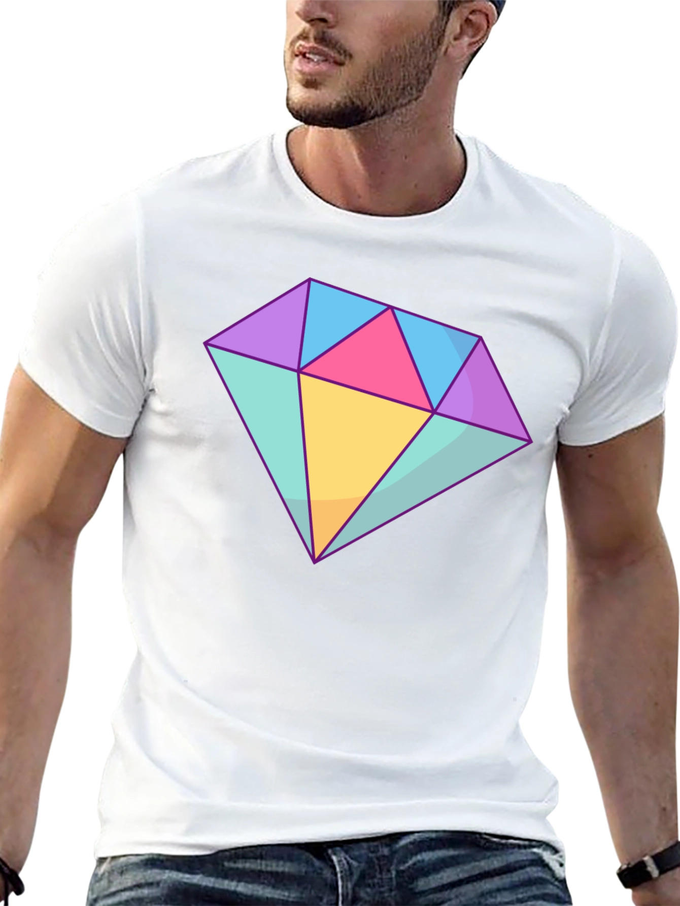 Diamond Graphic Tee - Stylish Cotton Blend T-Shirt