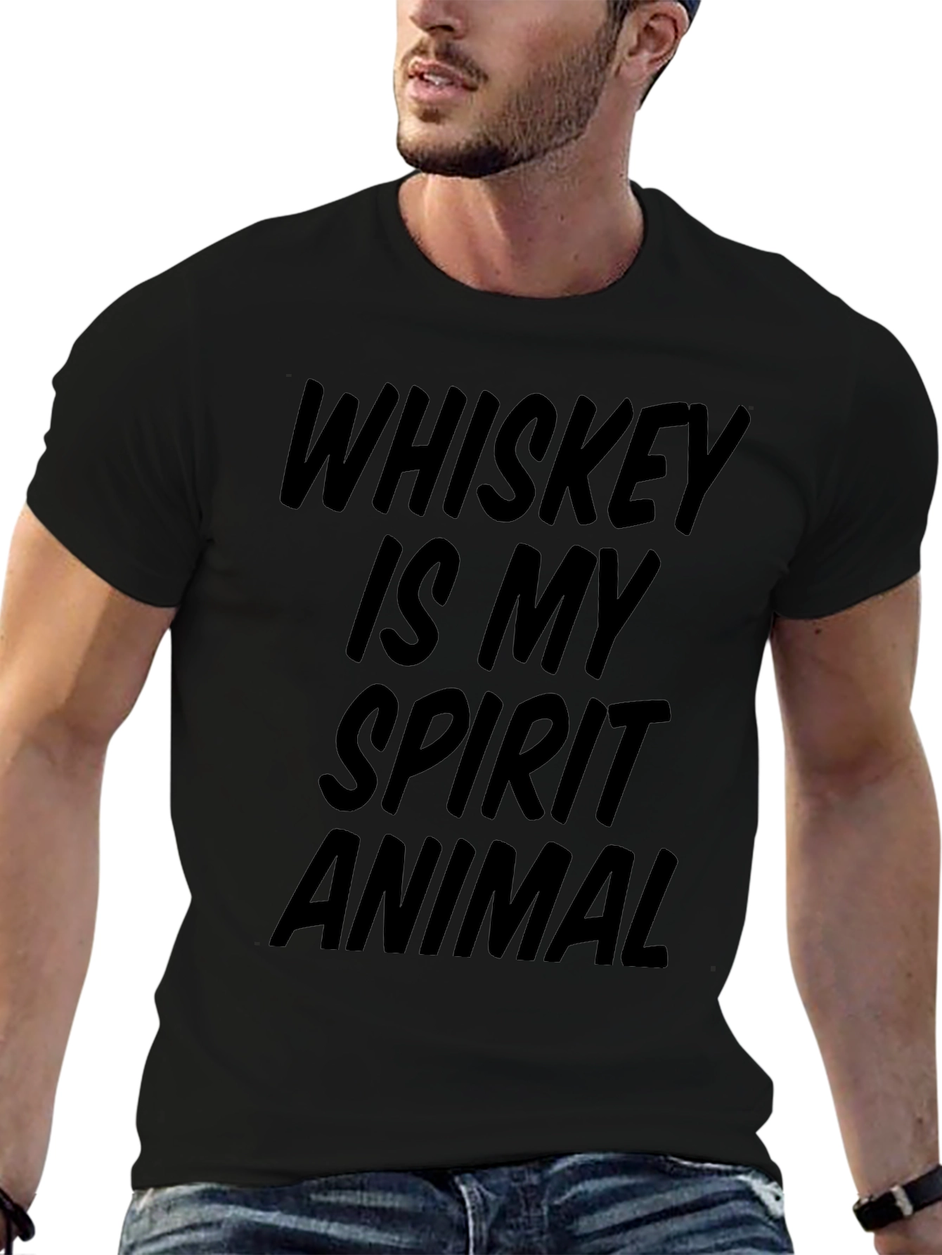 Whiskey Is My Spirit Animal Black T-Shirt